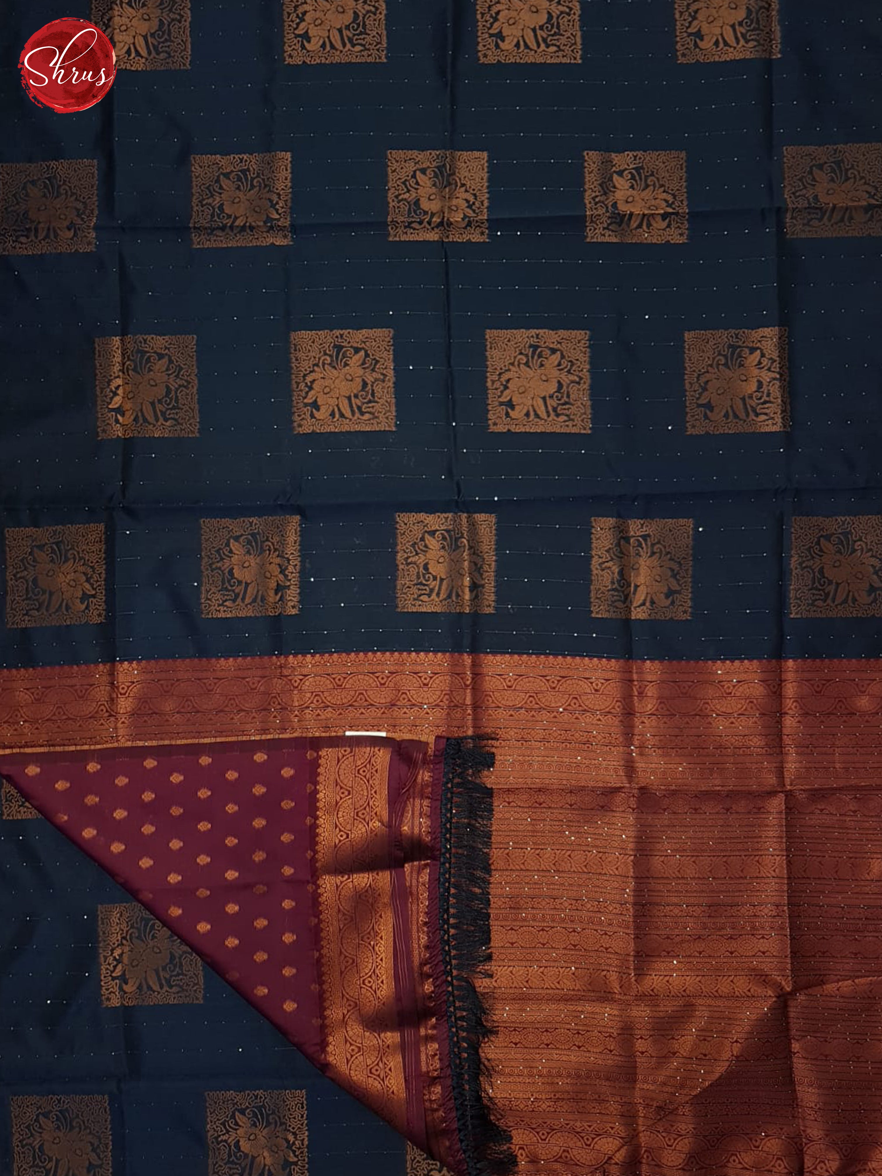 Blue & Wine - Semi Softsilk Saree - Shop on ShrusEternity.com
