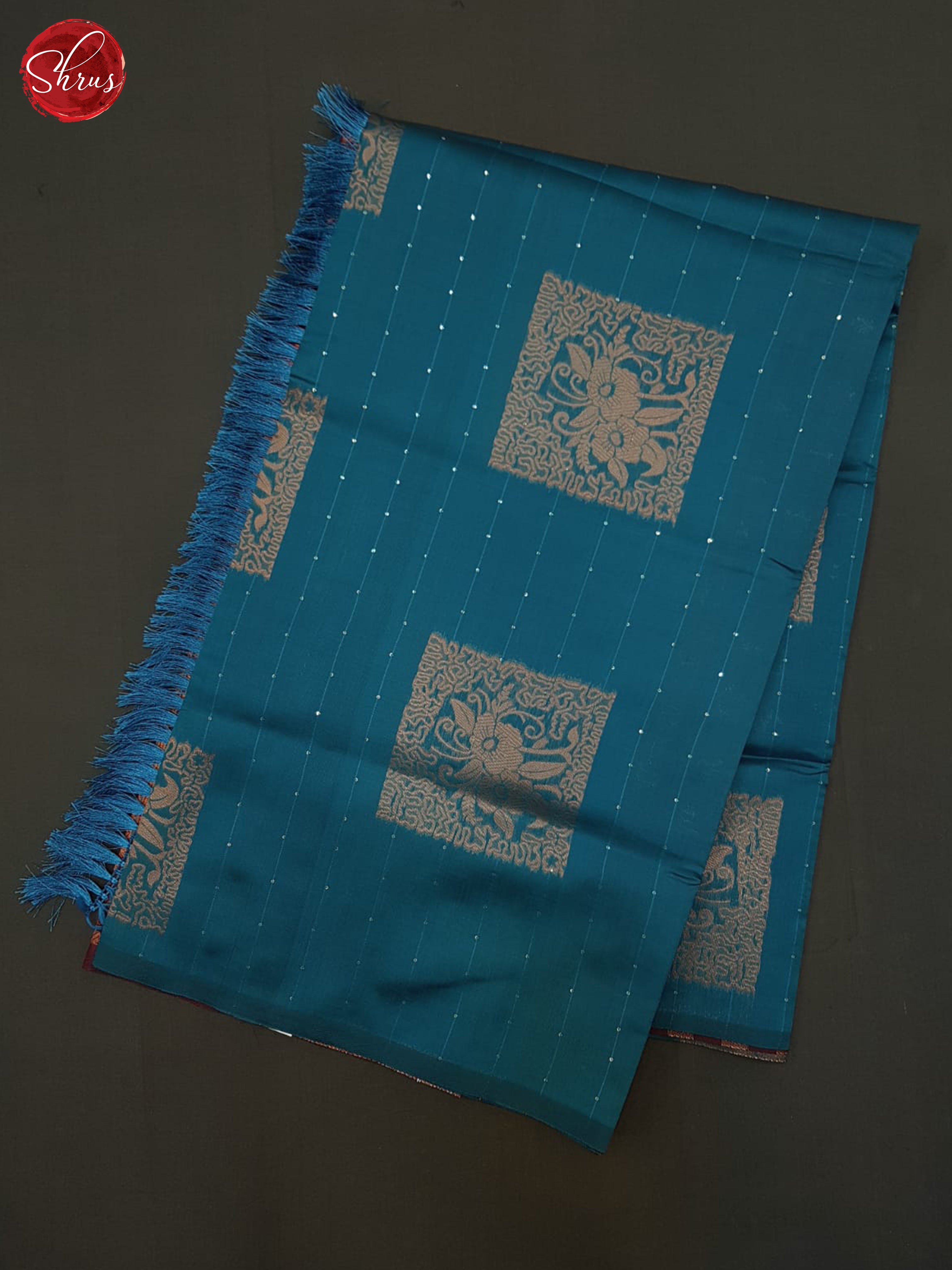 Blue & Maroon - Semi Softsilk Saree - Shop on ShrusEternity.com