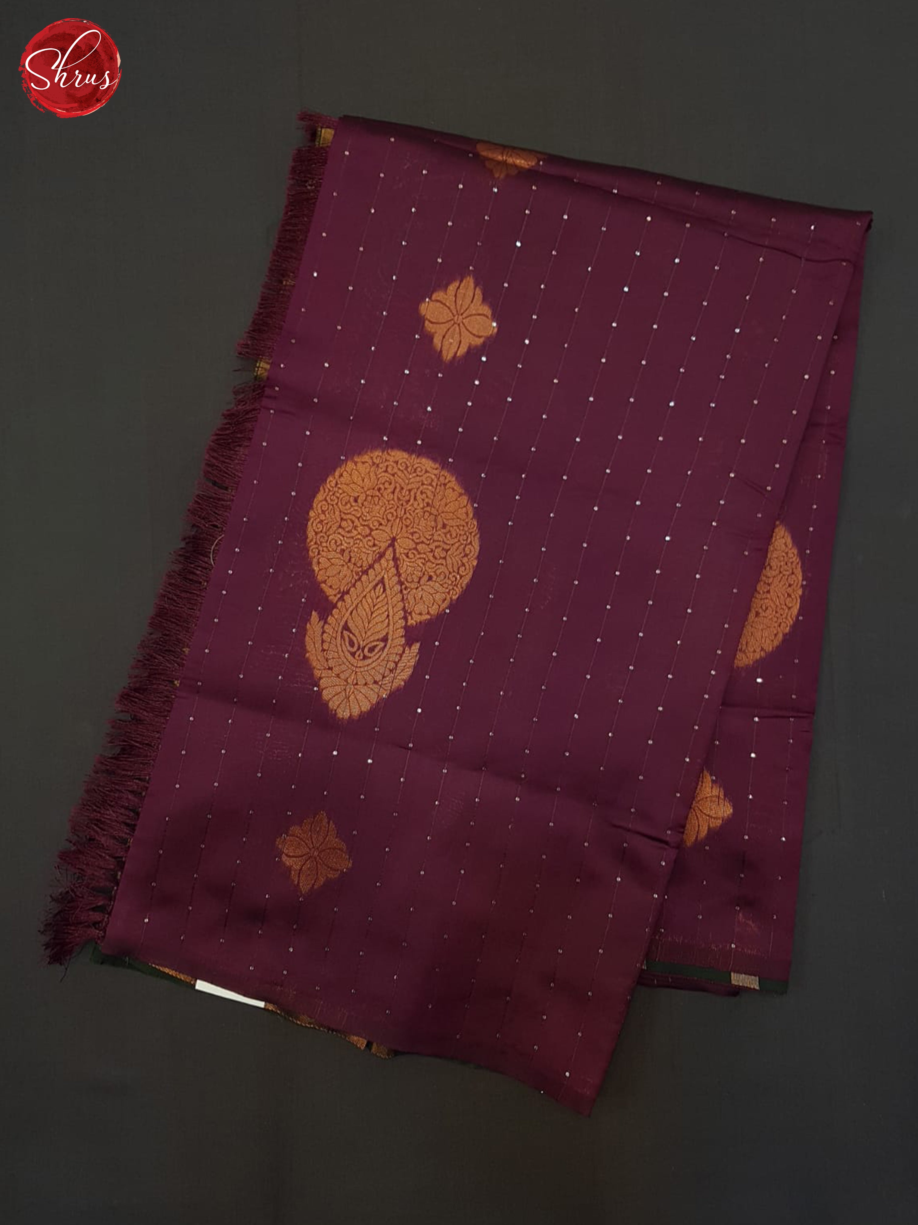 Wine & Green - Semi Softsilk Saree - Shop on ShrusEternity.com