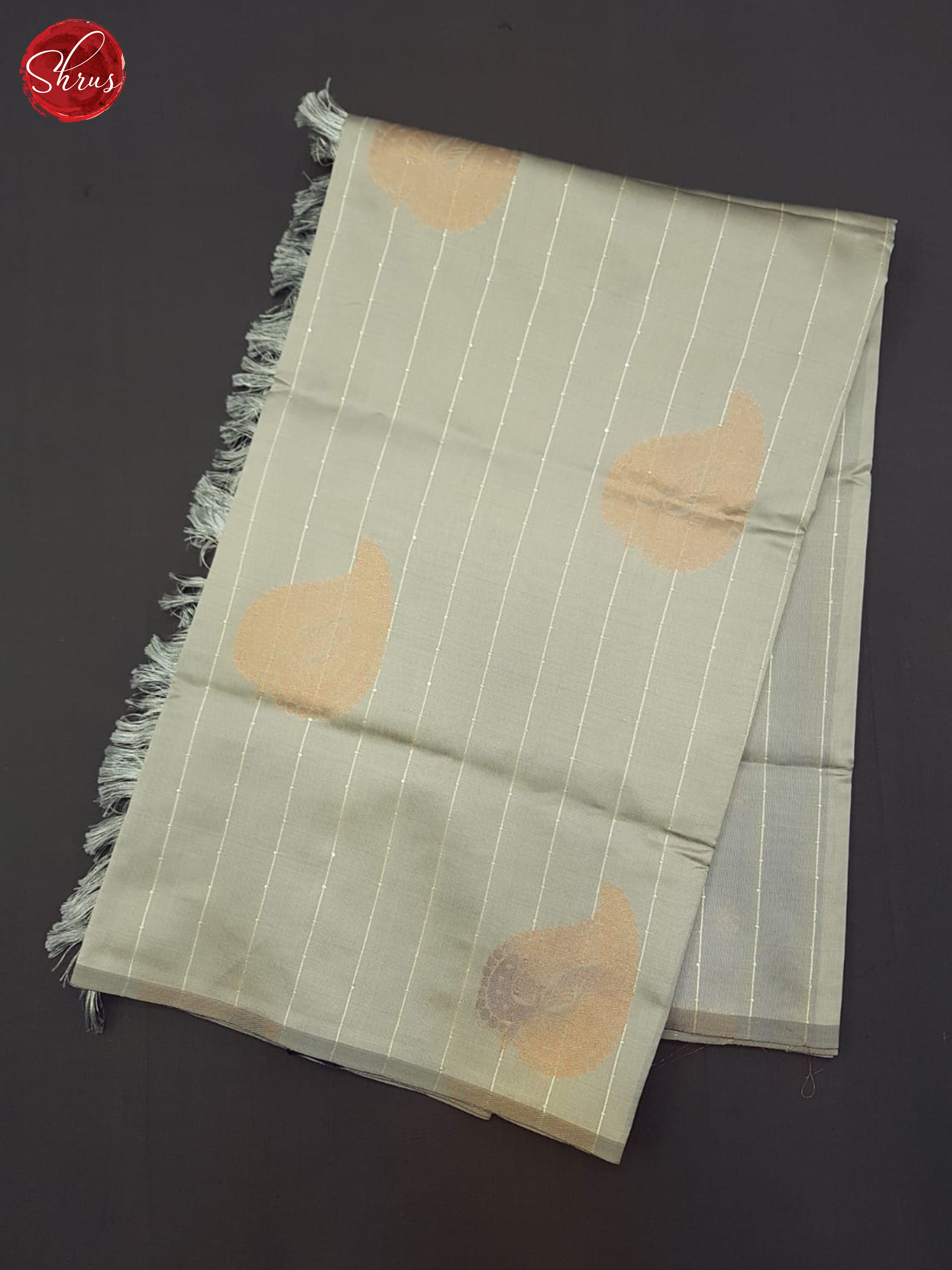 Grey & Blue - Semi Softsilk Saree - Shop on ShrusEternity.com