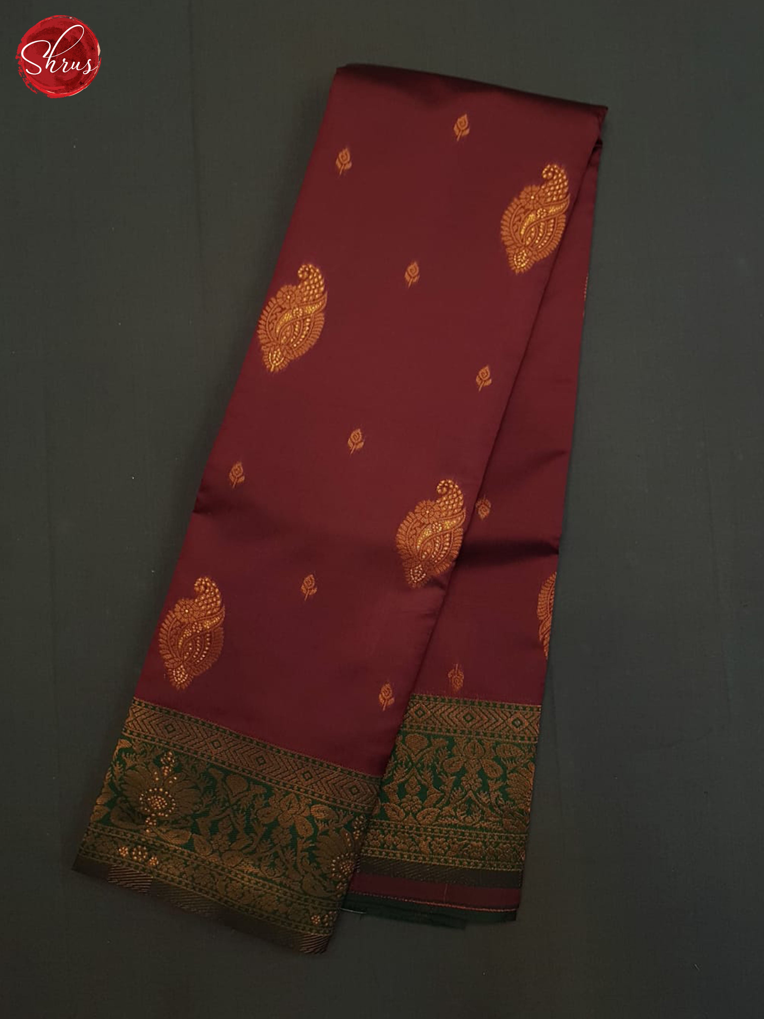Arakku Maroon And Green-Semi Kanchipuram Saree - Shop on ShrusEternity.com