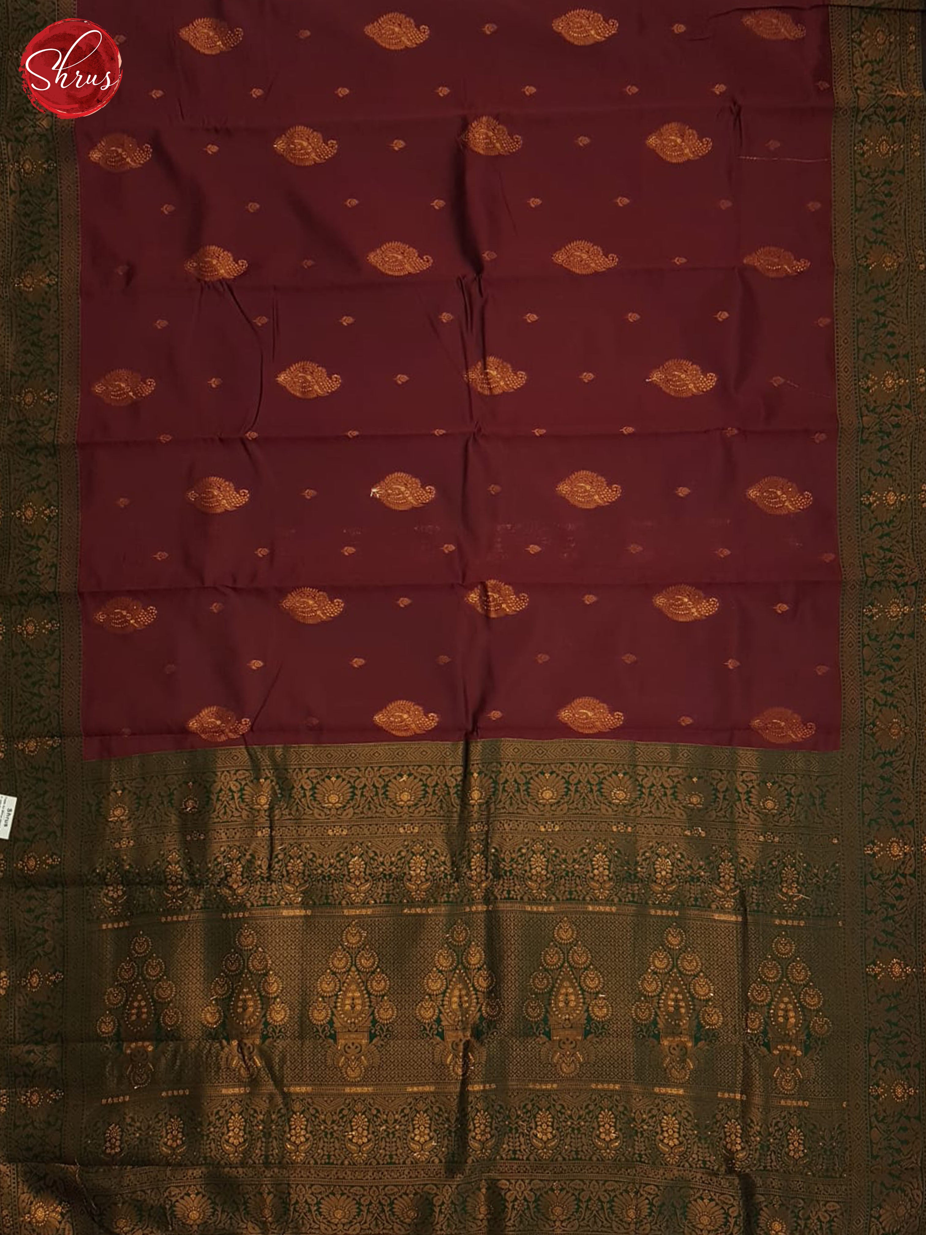 Arakku Maroon And Green-Semi Kanchipuram Saree - Shop on ShrusEternity.com