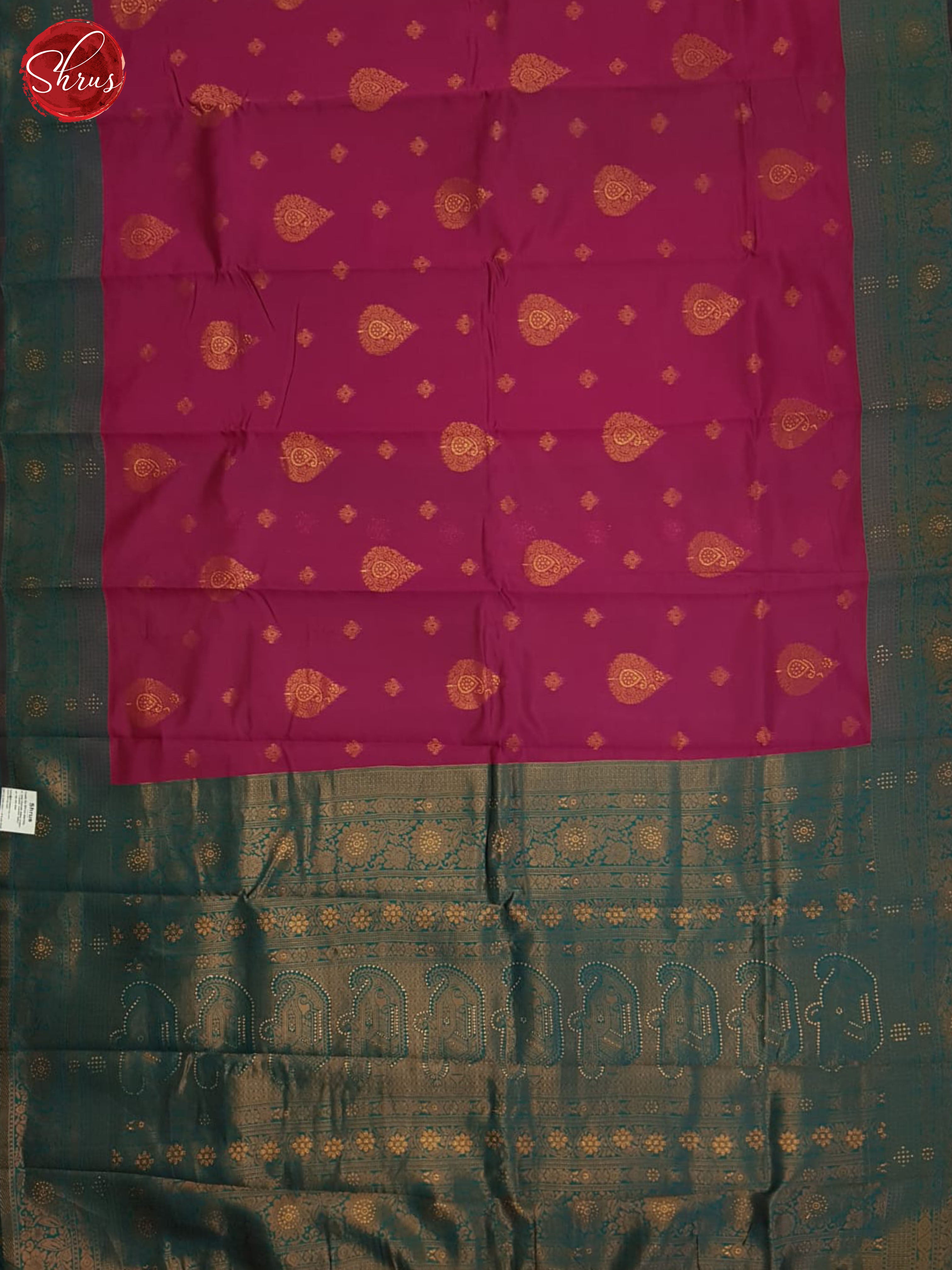 Pink And Green-Semi Kanchipuram saree - Shop on ShrusEternity.com
