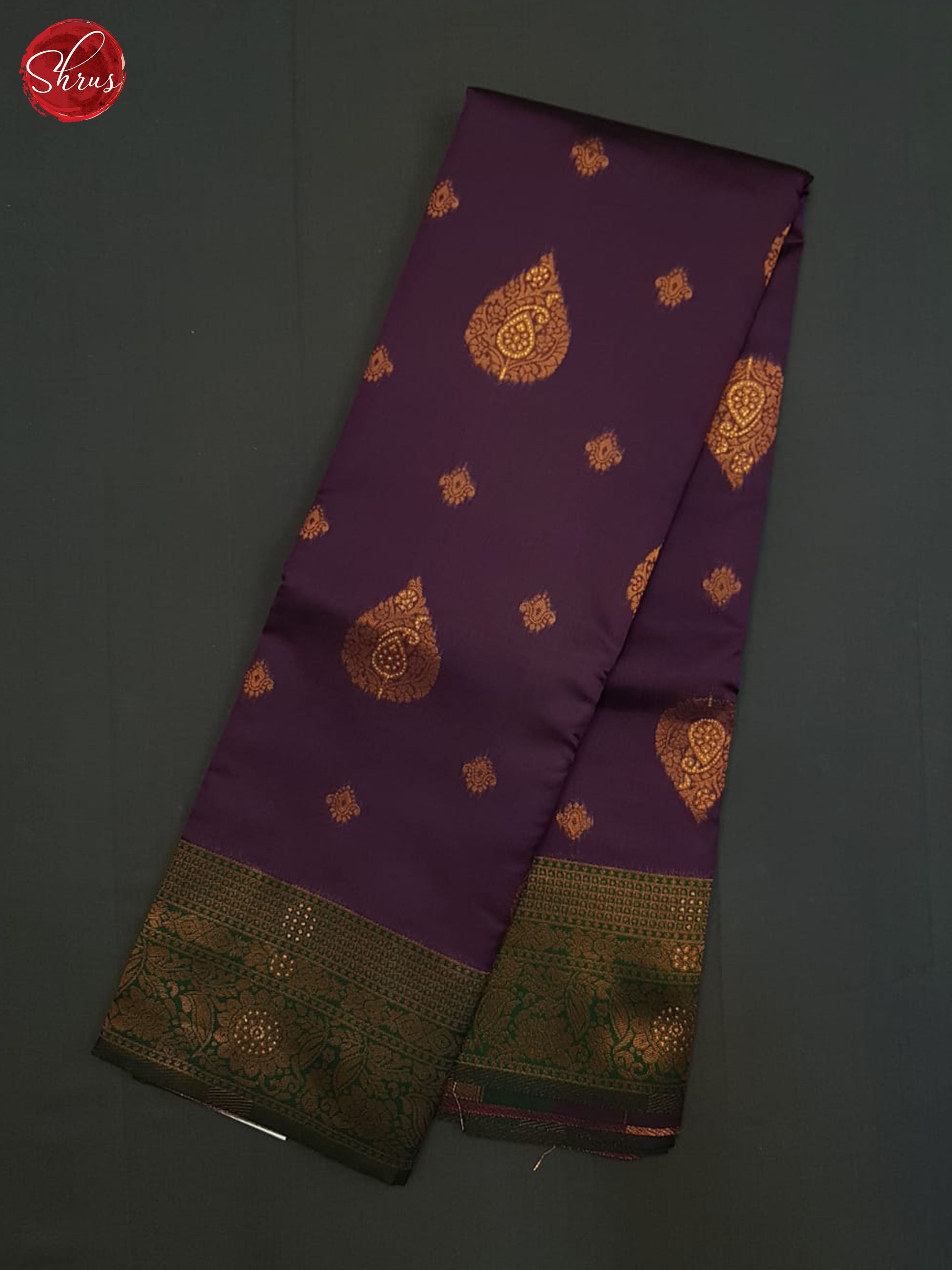 Wine And Green-Semi kanchipuram saree - Shop on ShrusEternity.com