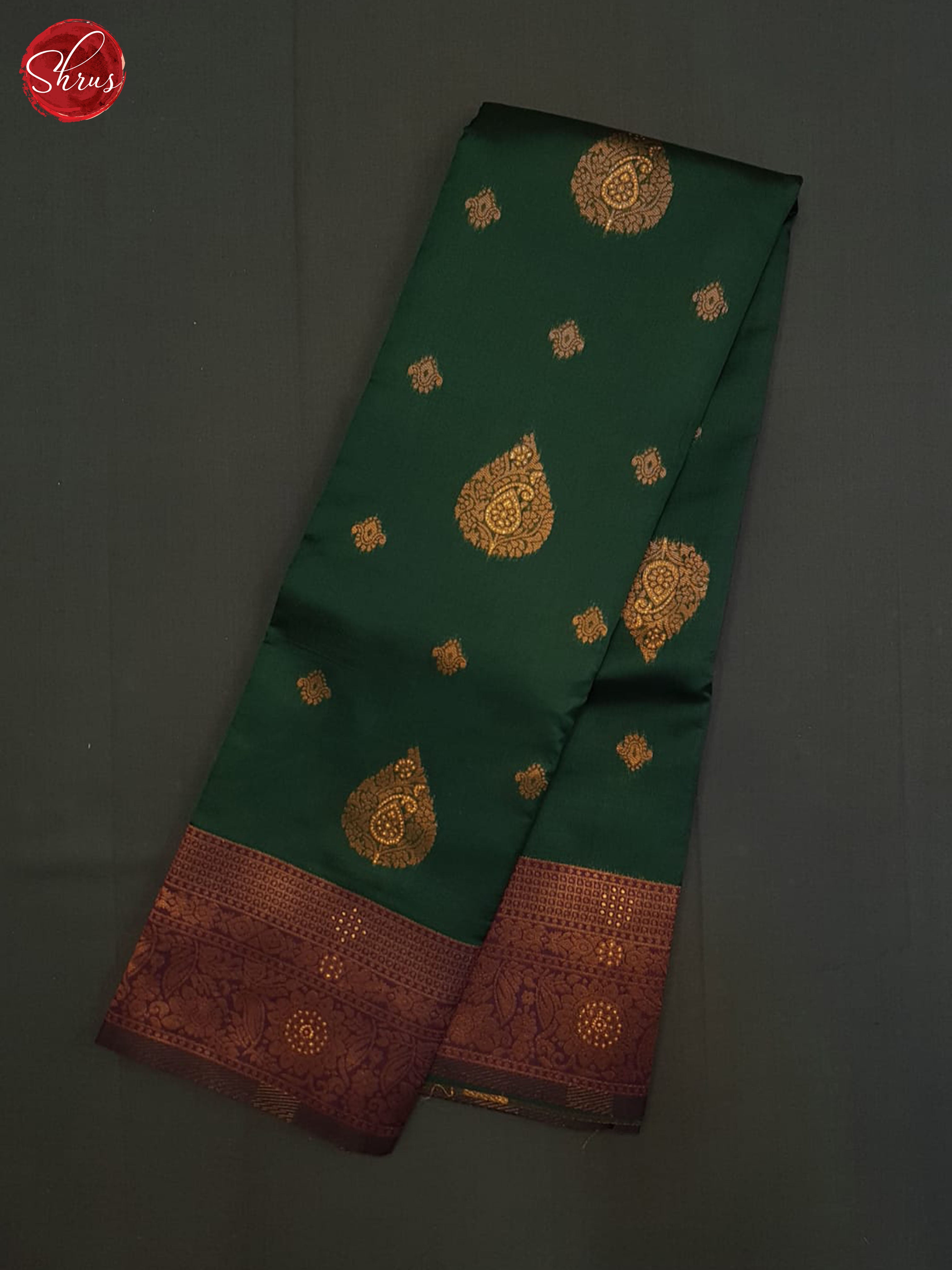 Green And Araku Maroon-Semi Kanchipuram saree - Shop on ShrusEternity.com