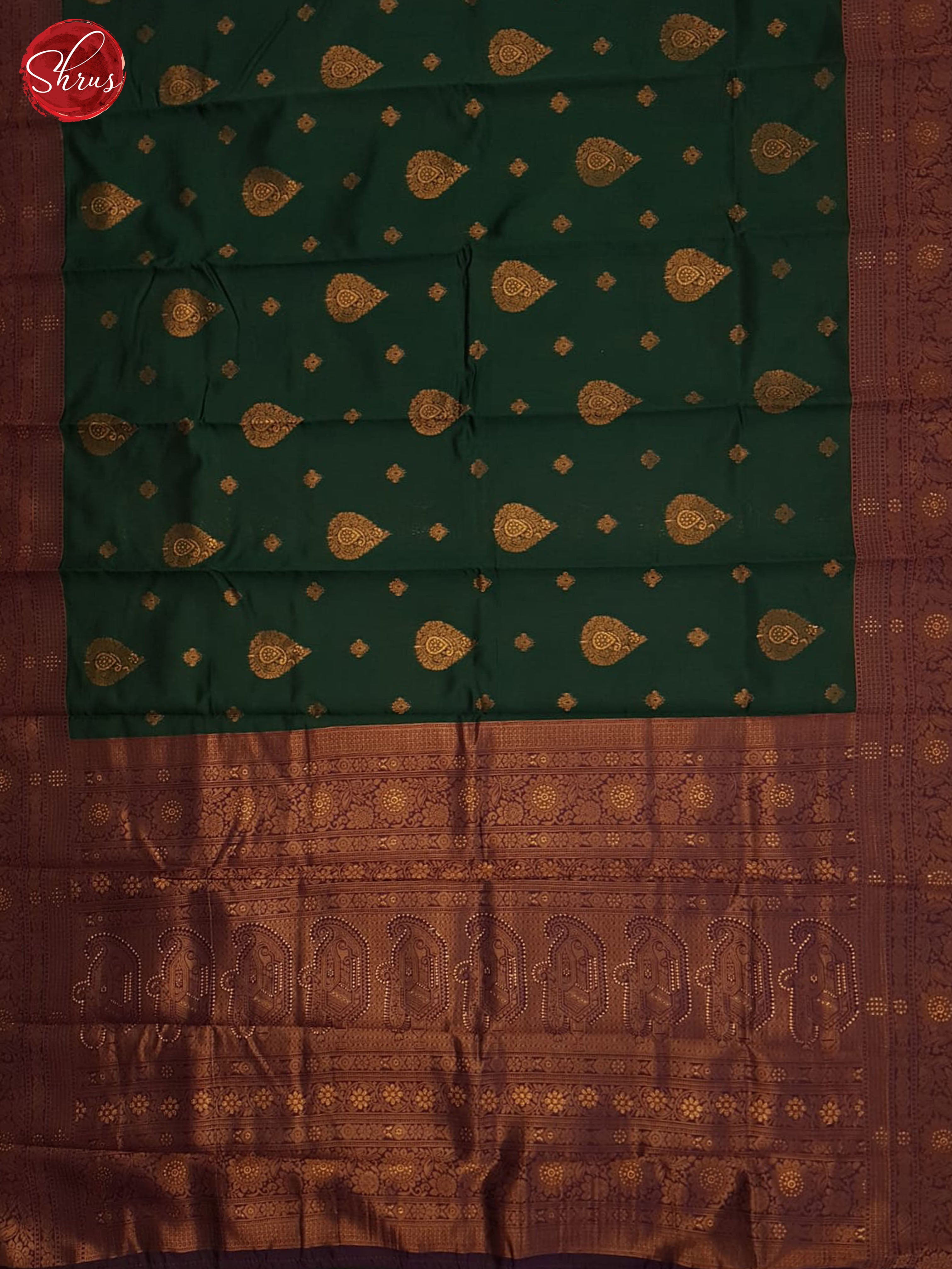 Green And Araku Maroon-Semi Kanchipuram saree - Shop on ShrusEternity.com