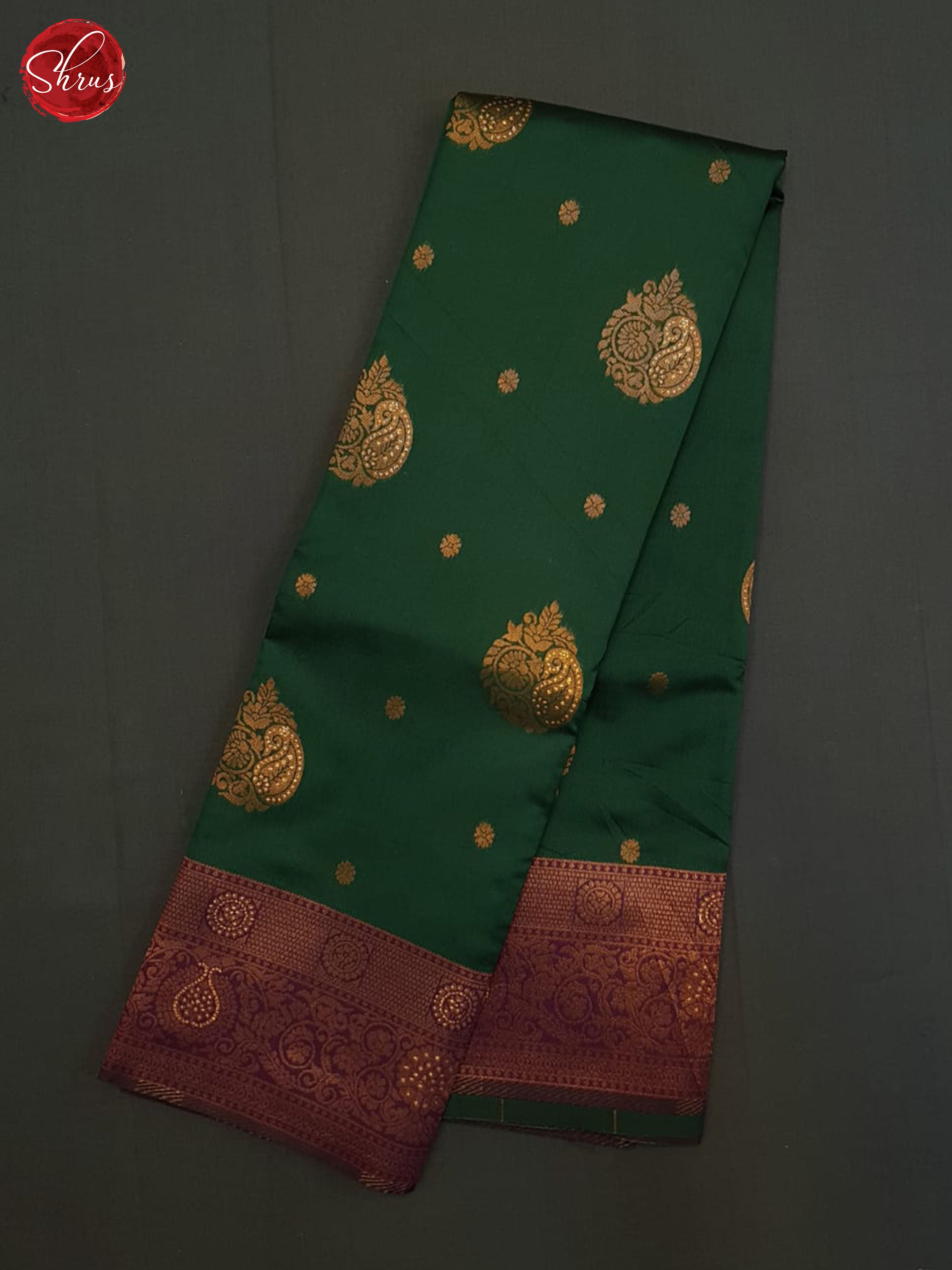 Green And Purple-Semi Kanchipuram saree - Shop on ShrusEternity.com