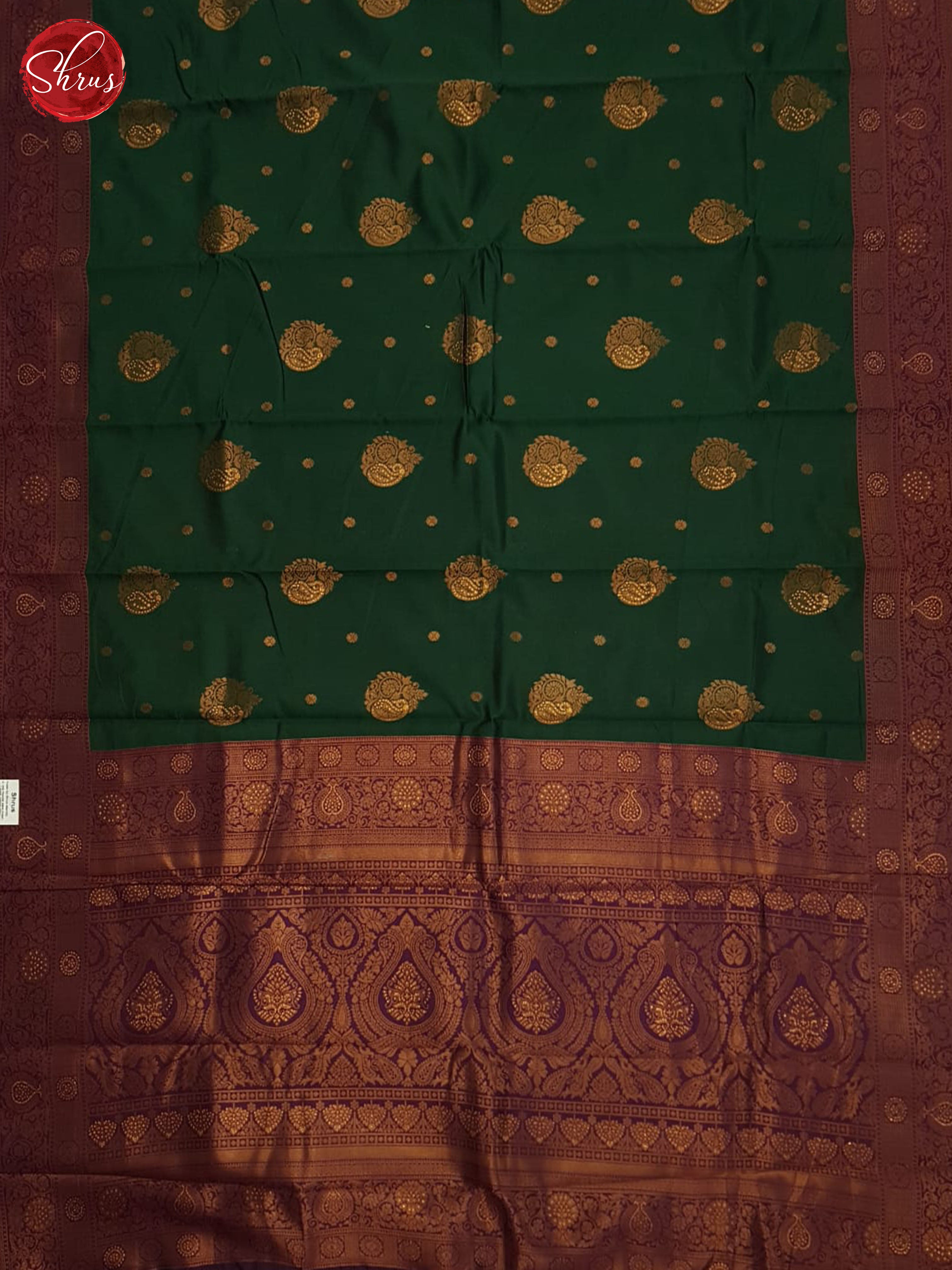 Green And Purple-Semi Kanchipuram saree - Shop on ShrusEternity.com
