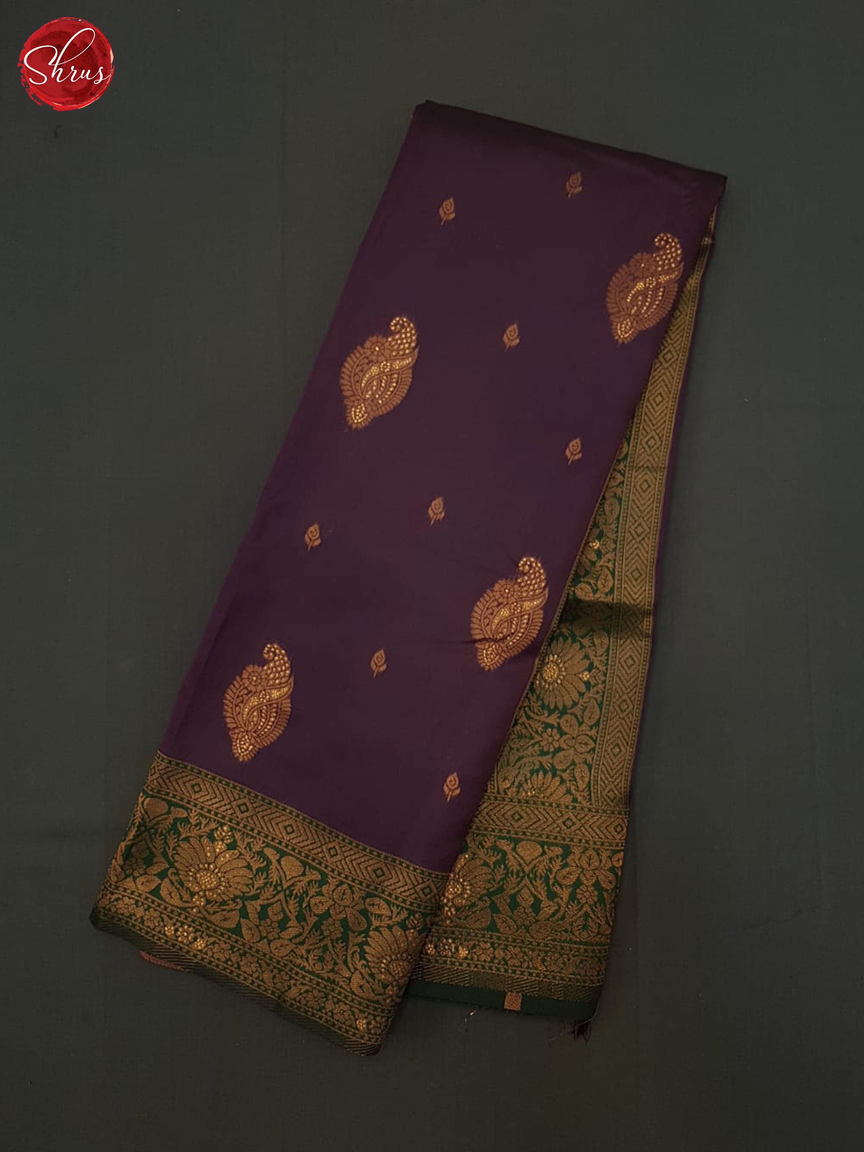 Purple & Green -Semi Kanchipuram Saree - Shop on ShrusEternity.com