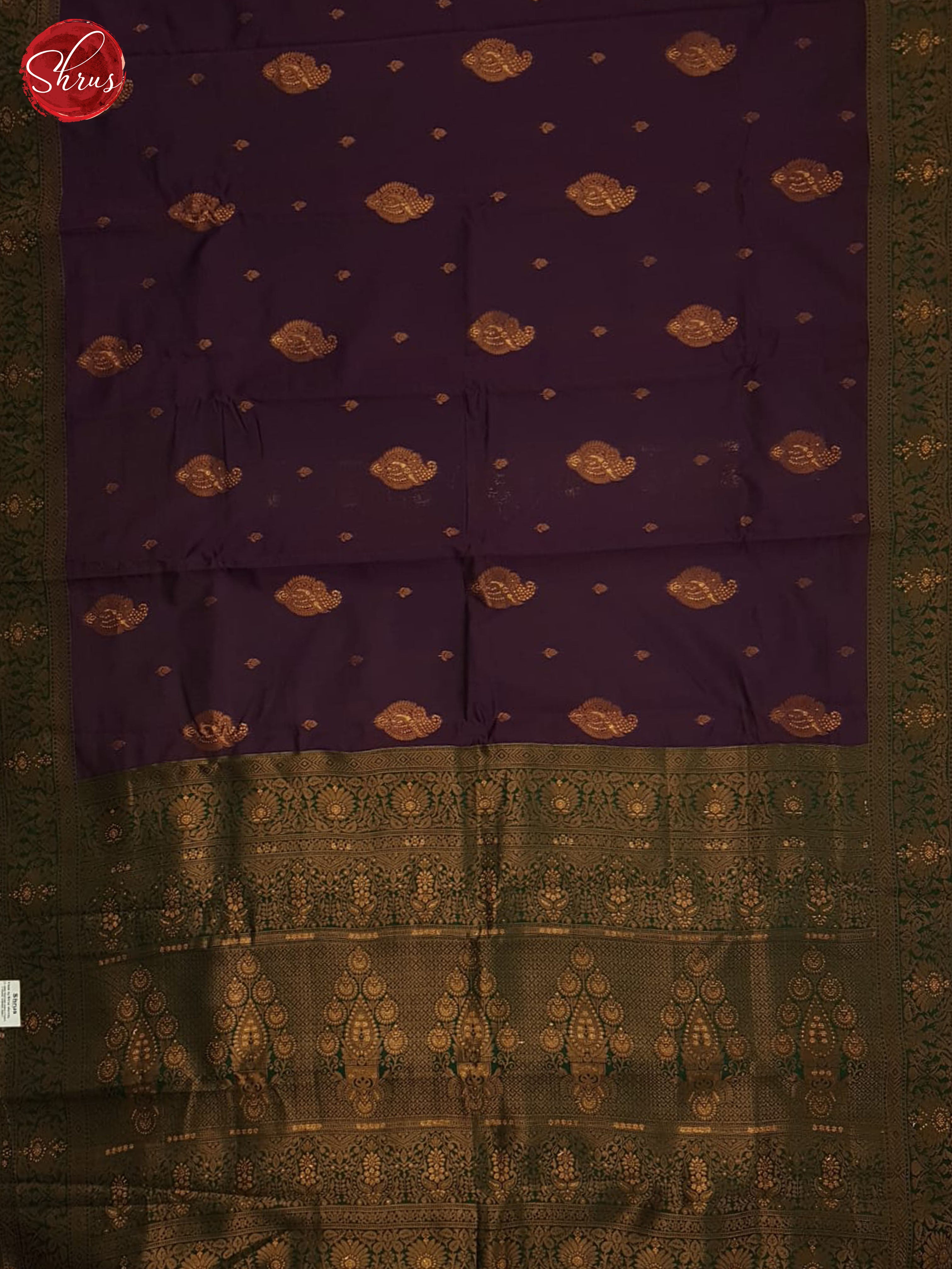 Purple & Green -Semi Kanchipuram Saree - Shop on ShrusEternity.com