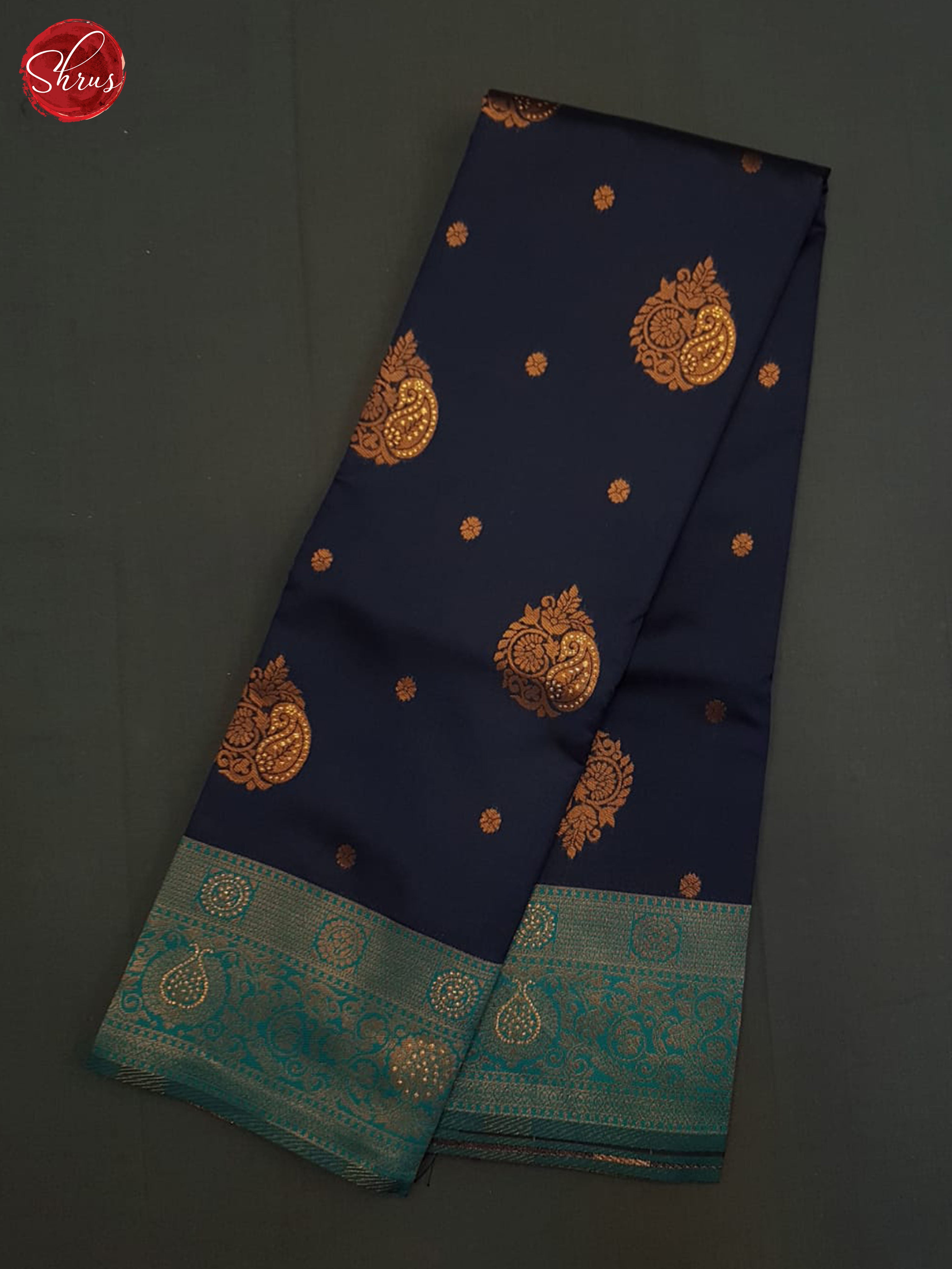 Blue And Green-Semi Kanchipuram Saree - Shop on ShrusEternity.com