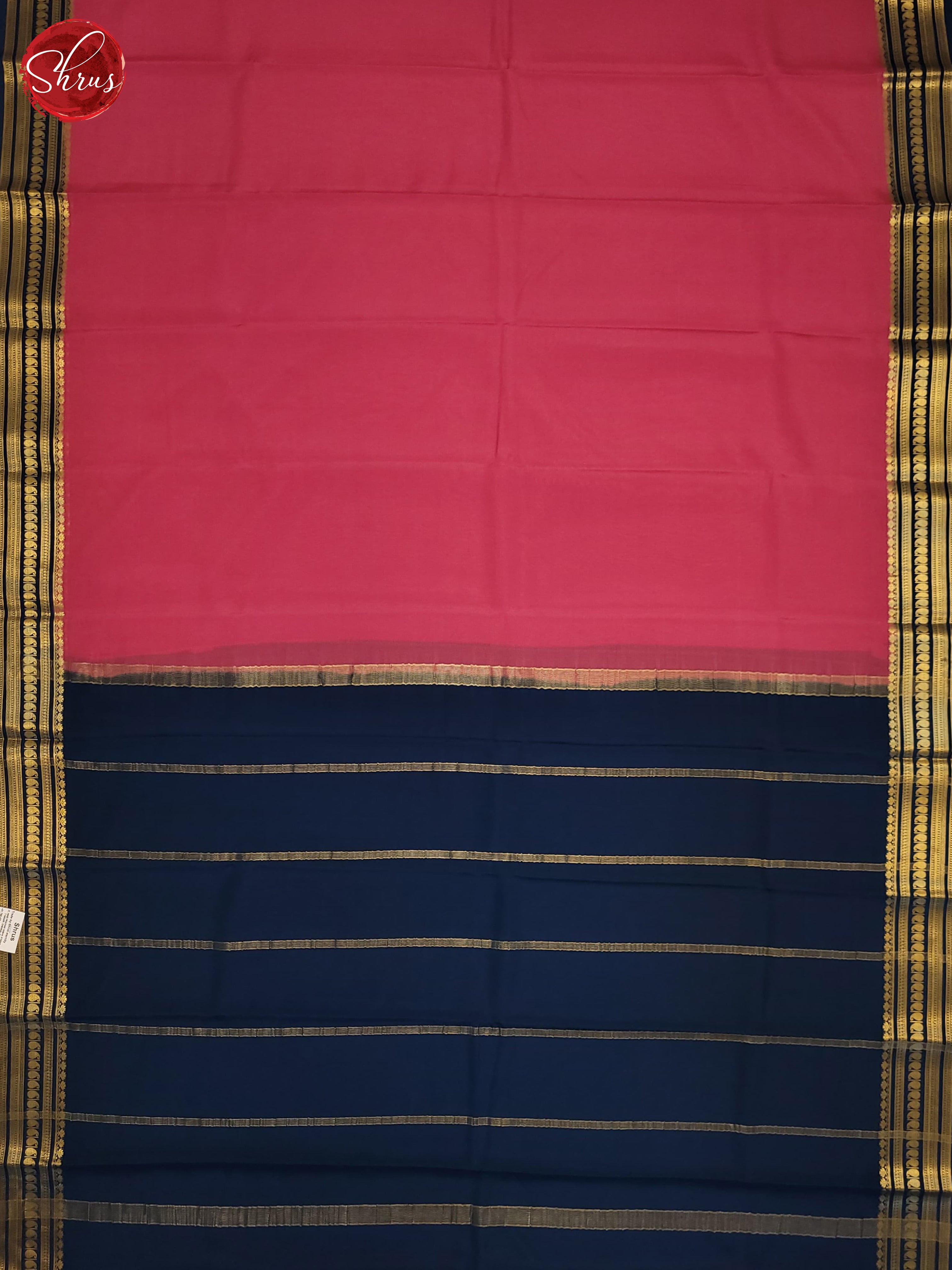 Dusty Pink & German Blue - Mysore Silk Saree - Shop on ShrusEternity.com