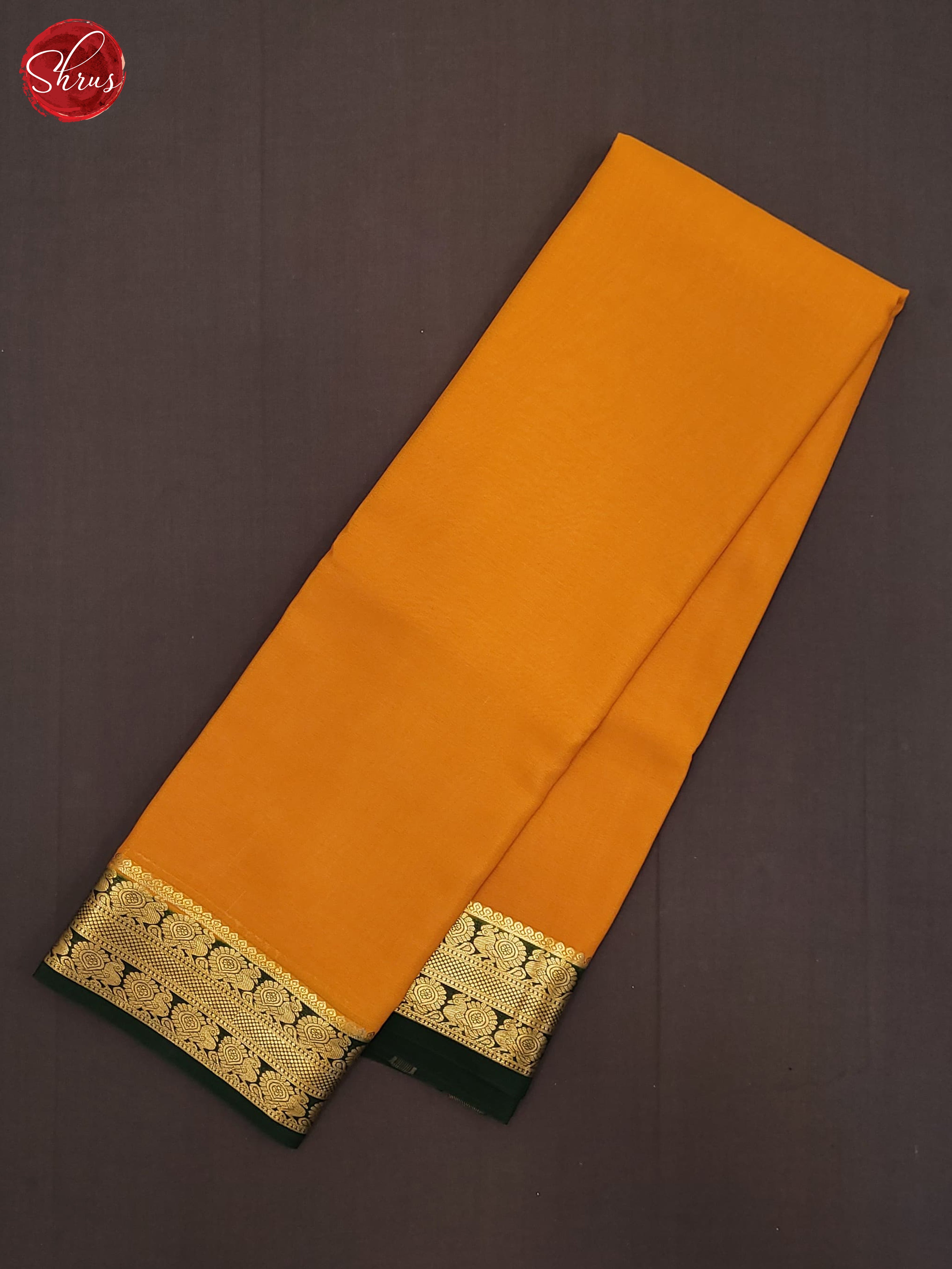 Yellow & Bottle Green - Mysore Silk Saree - Shop on ShrusEternity.com