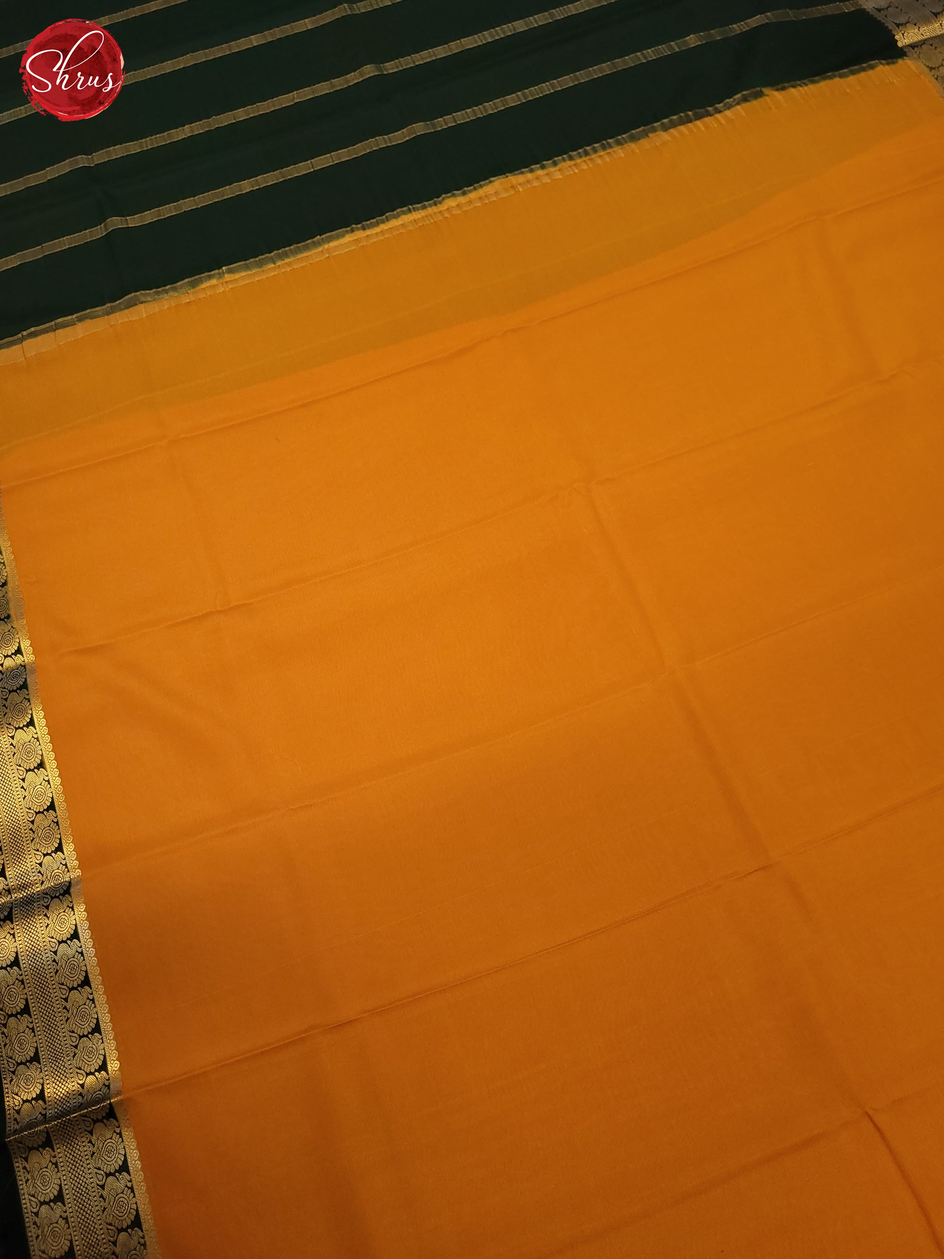 Yellow & Bottle Green - Mysore Silk Saree - Shop on ShrusEternity.com