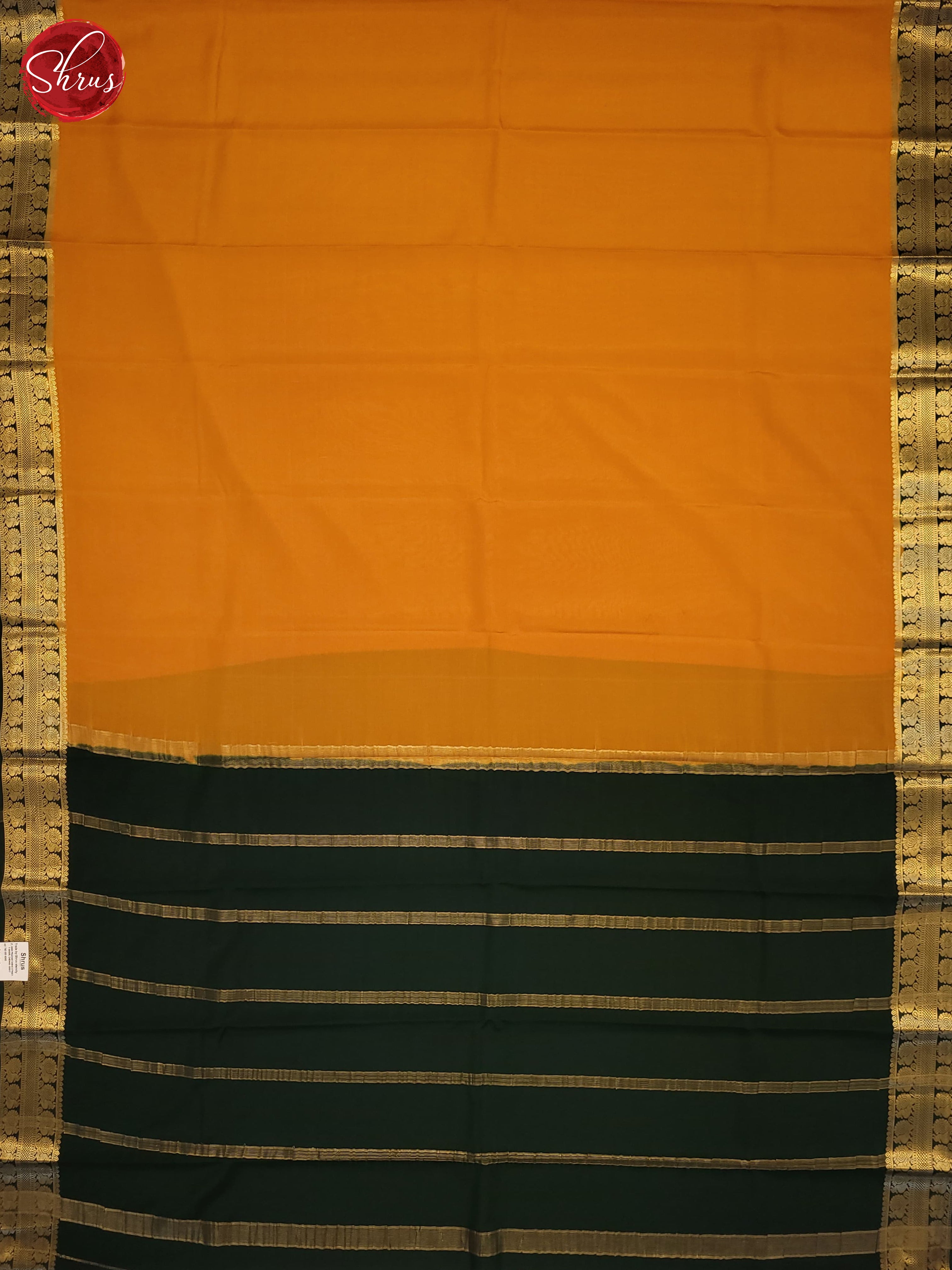 Yellow & Bottle Green - Mysore Silk Saree - Shop on ShrusEternity.com