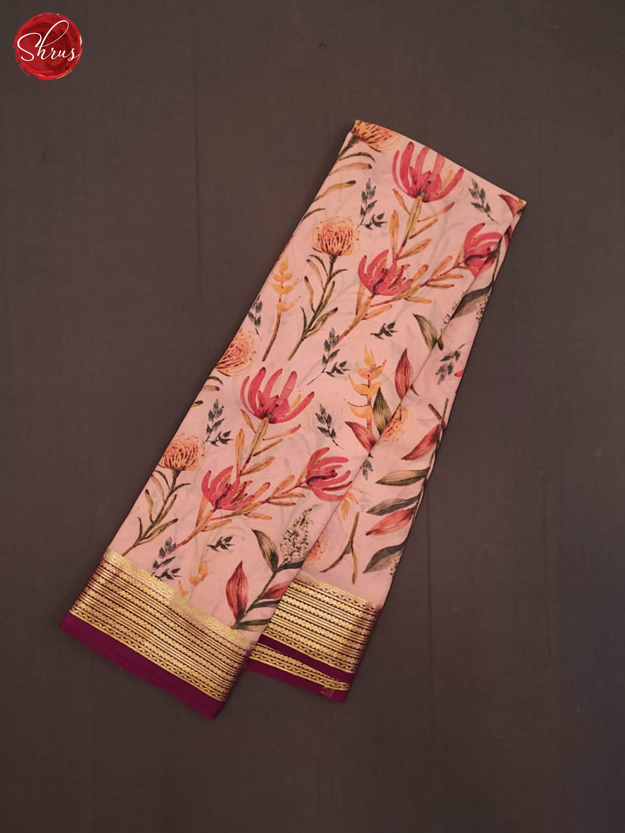 Pink And Wine Mysore Silk Saree 
