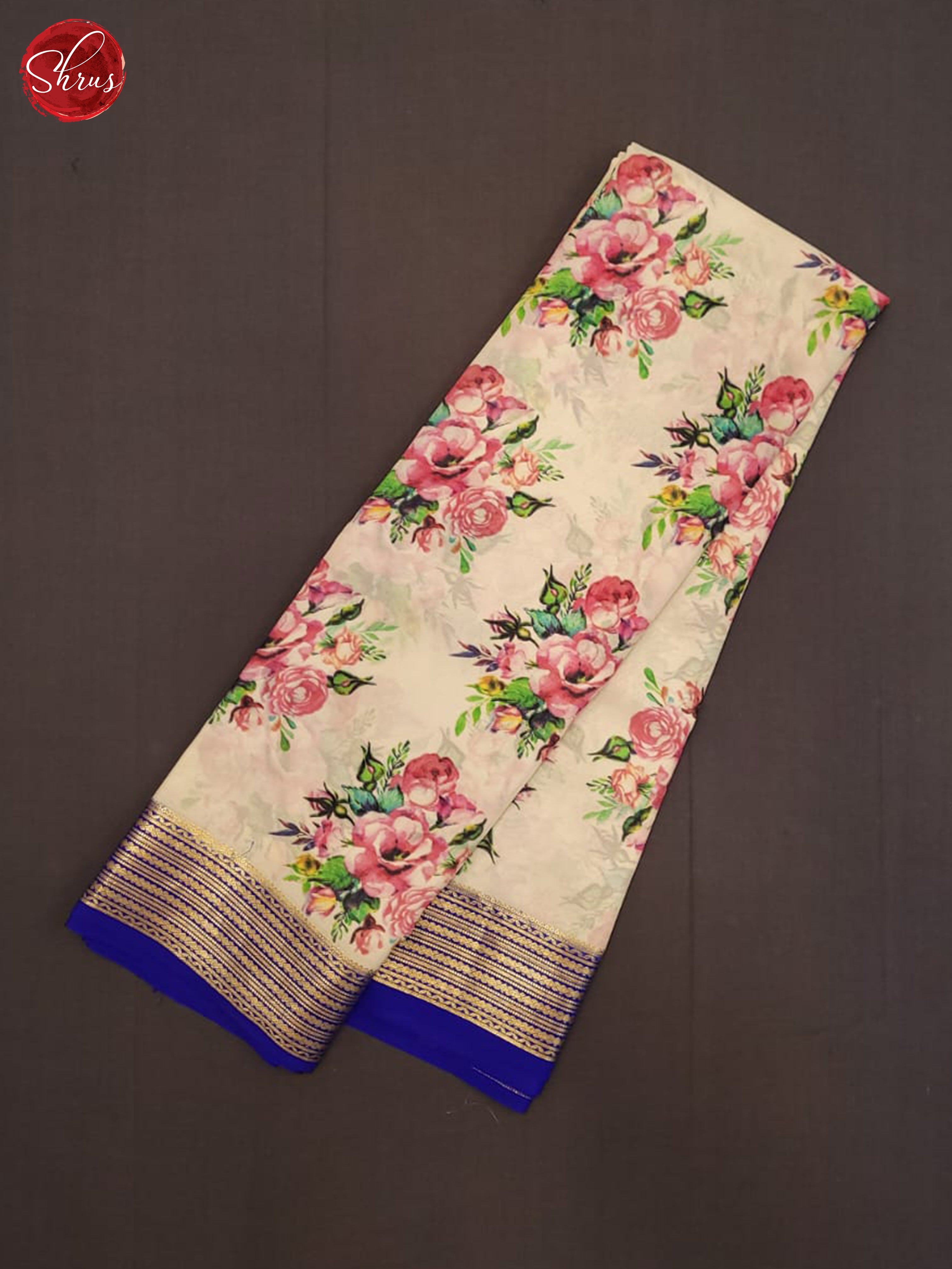 cream and Blue- Mysore silk Saree - Shop on ShrusEternity.com
