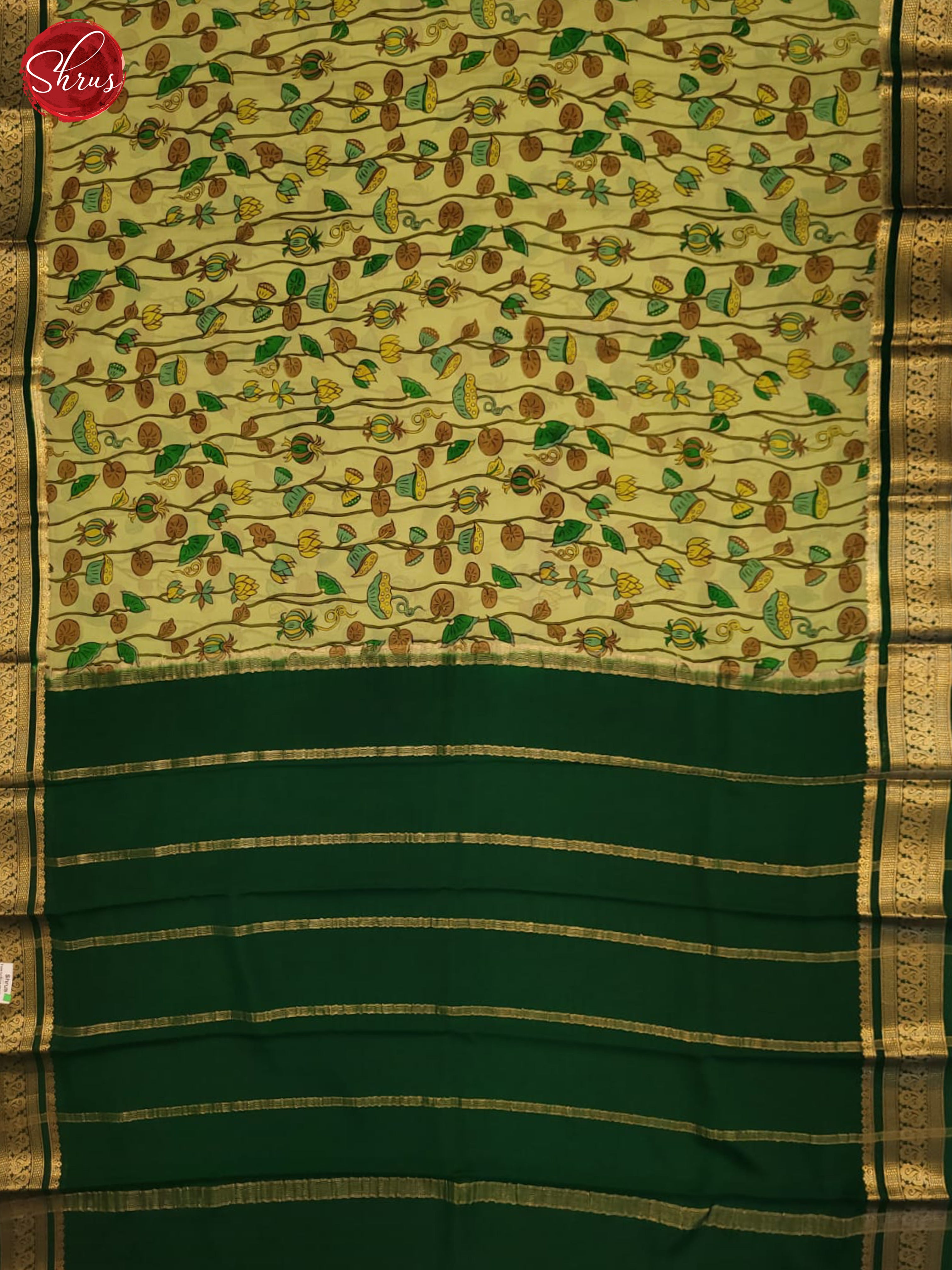 Green and Bottle green- Mysore Silk Saree - Shop on ShrusEternity.com