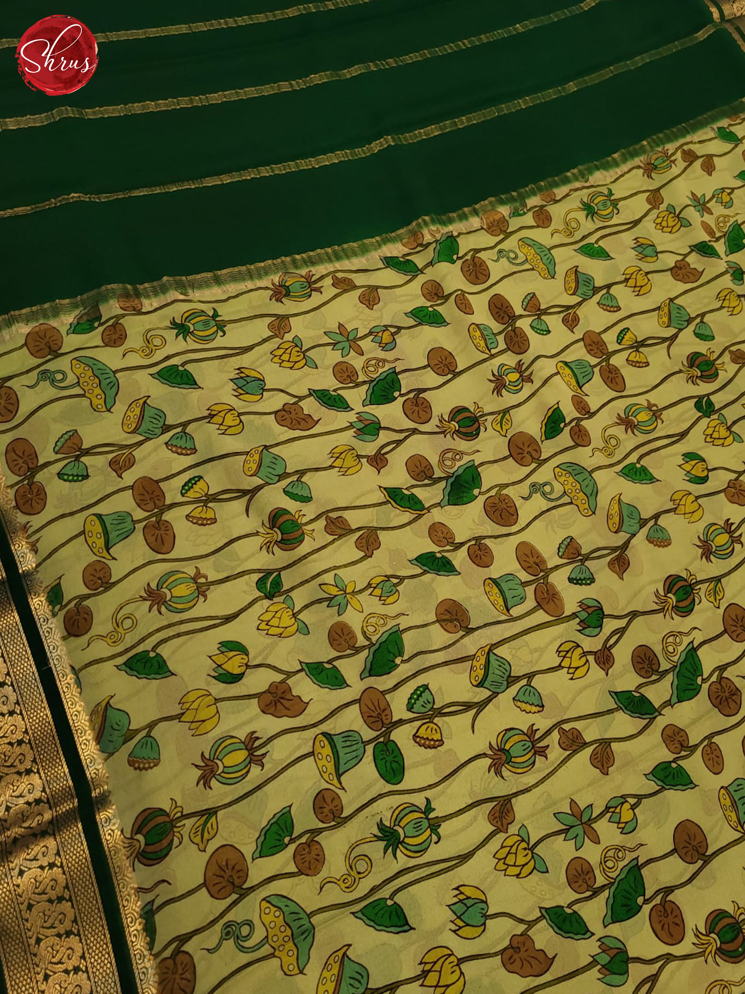 Green and Bottle green- Mysore Silk Saree - Shop on ShrusEternity.com