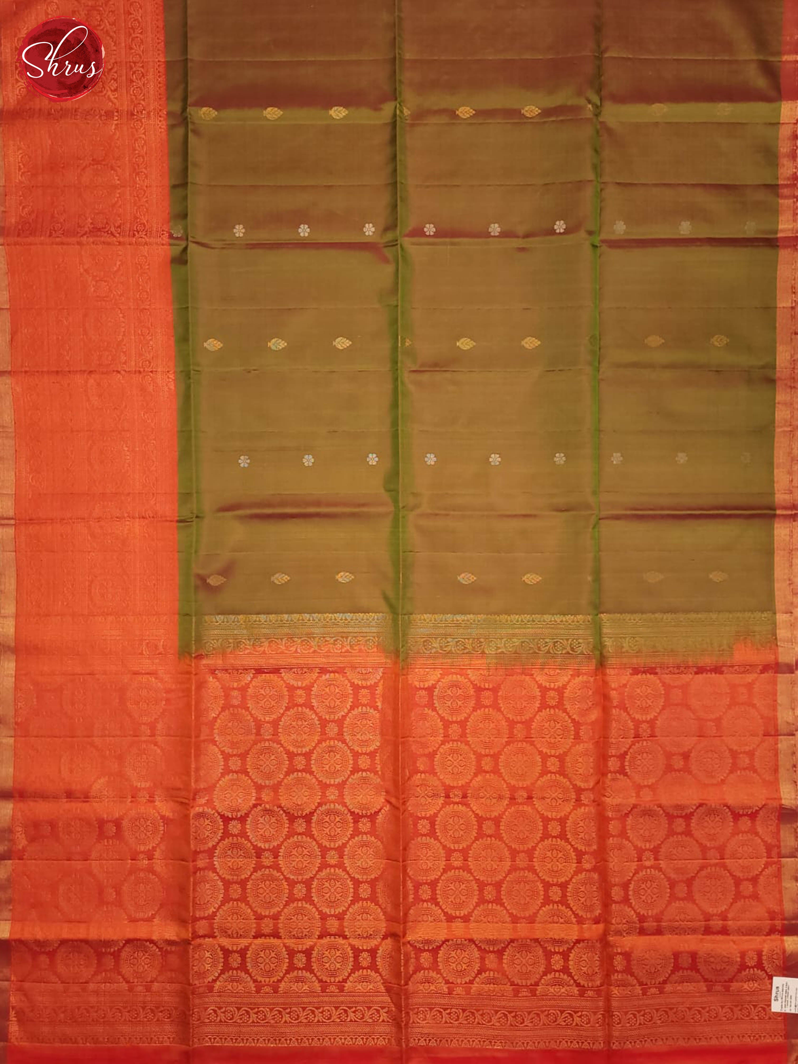 mehandhi Green and Orange- Soft Silk Saree - Shop on ShrusEternity.com