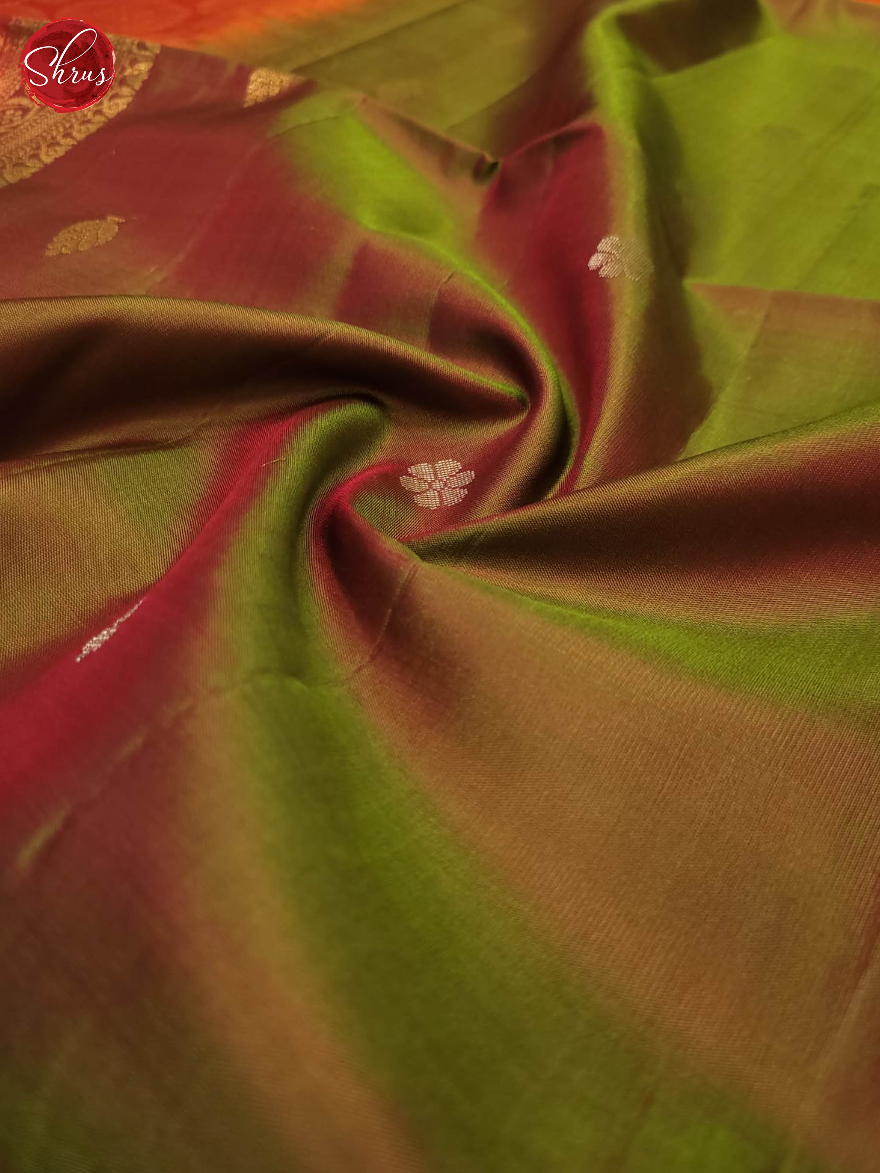 mehandhi Green and Orange- Soft Silk Saree - Shop on ShrusEternity.com