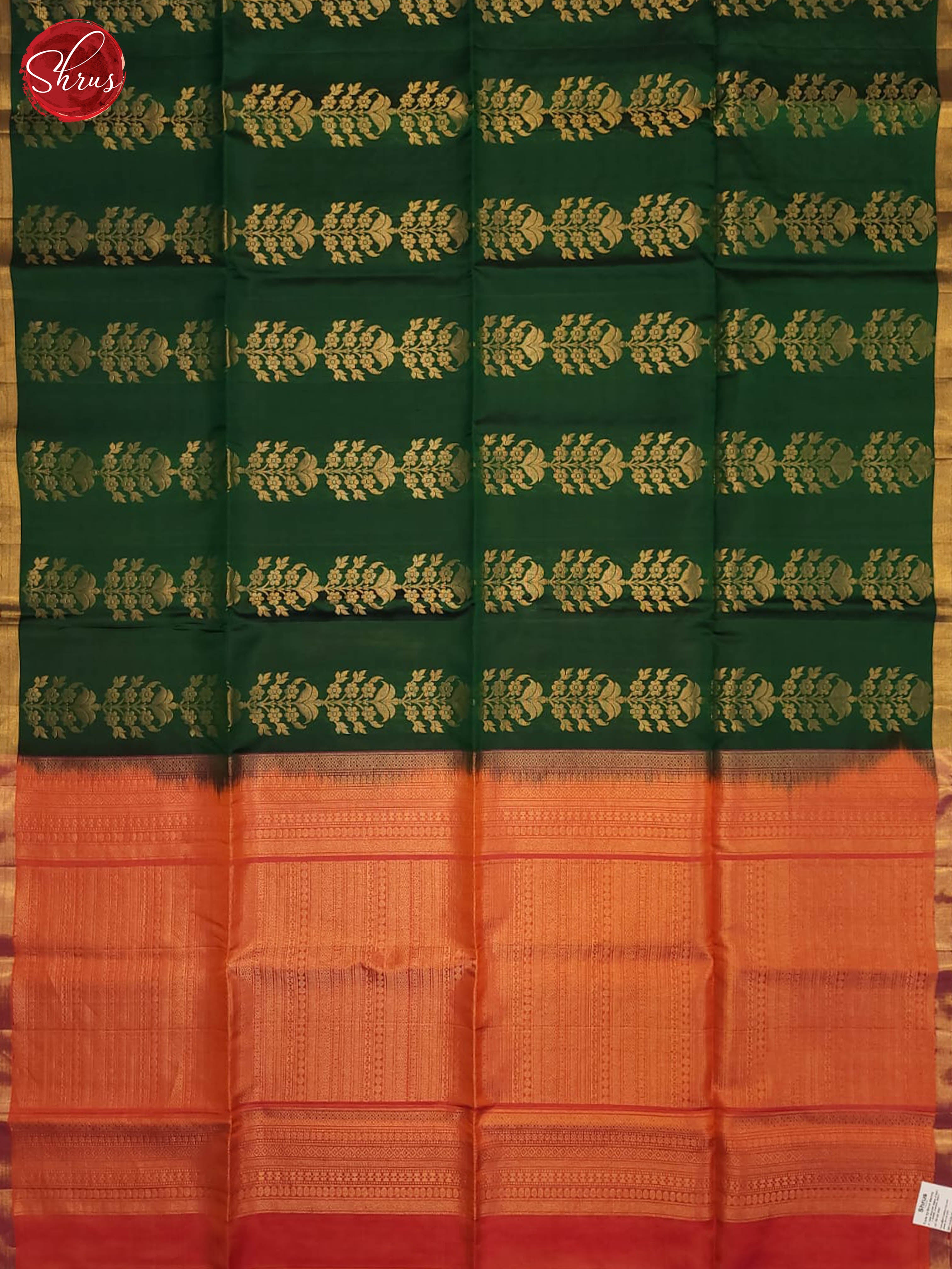 Bottle green and pink- Soft Silk Saree-3