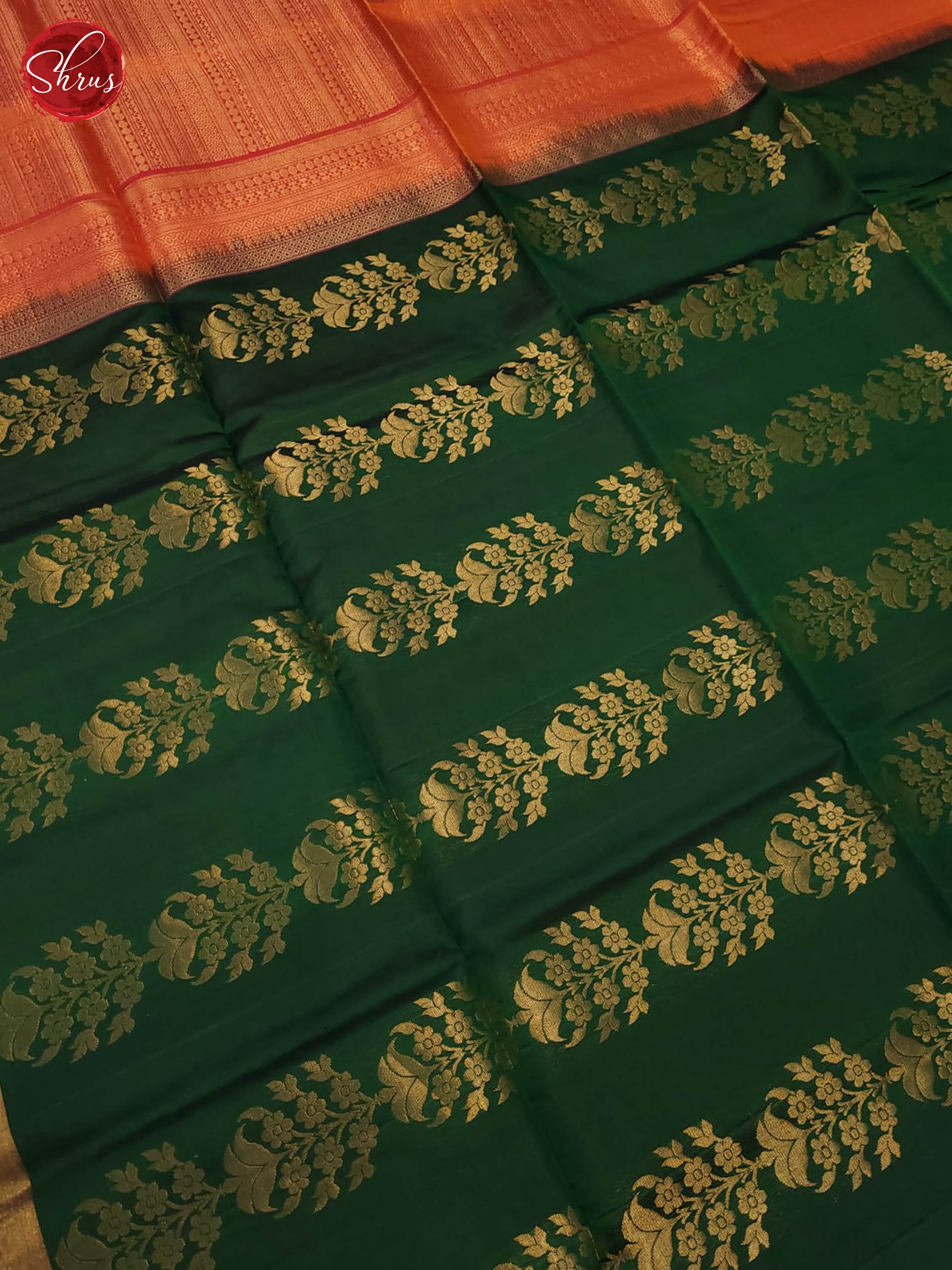 Bottle green and pink- Soft Silk Saree-4