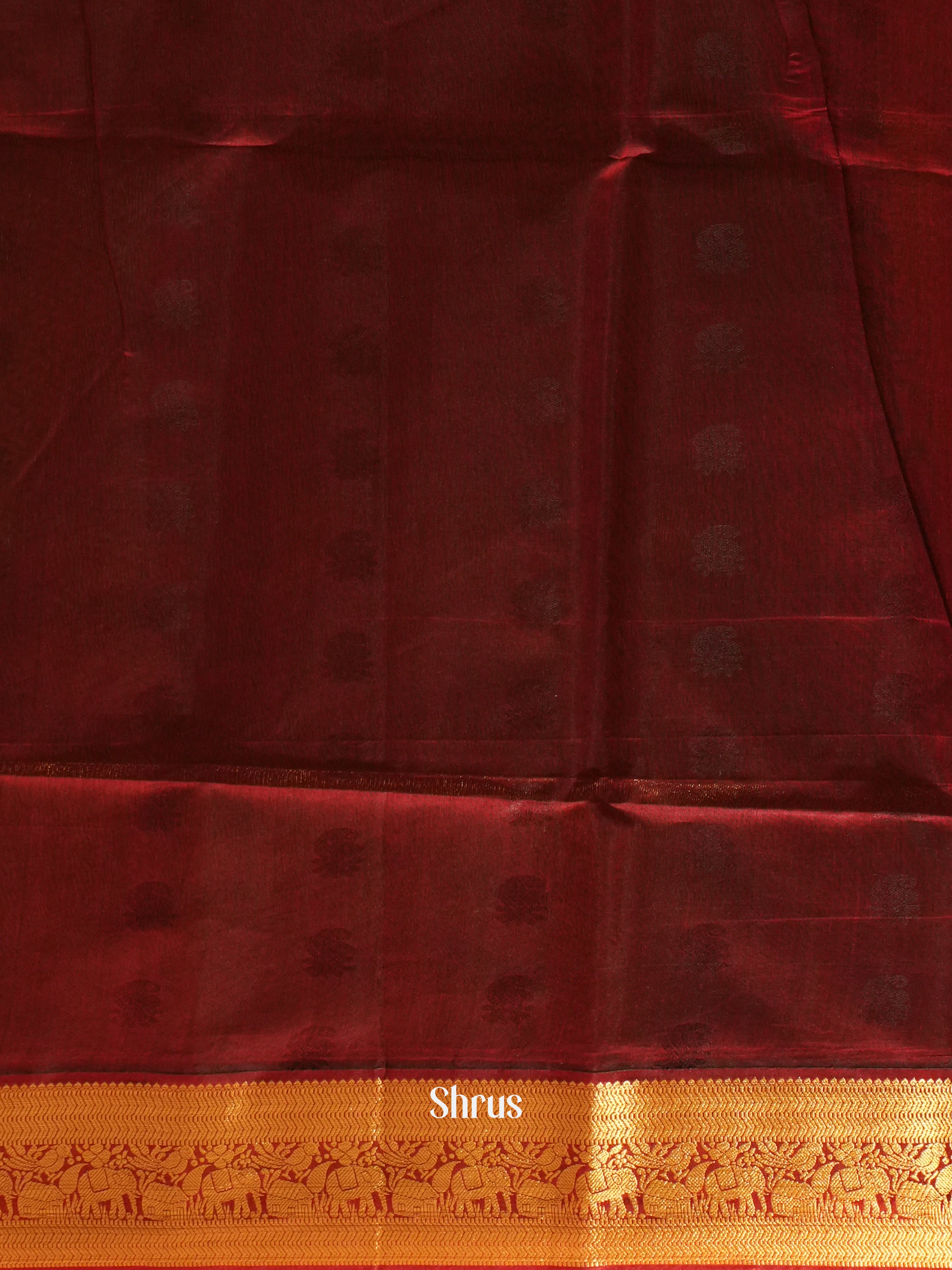 Green & Maroon -Semi Silkcotton Saree - Shop on ShrusEternity.com