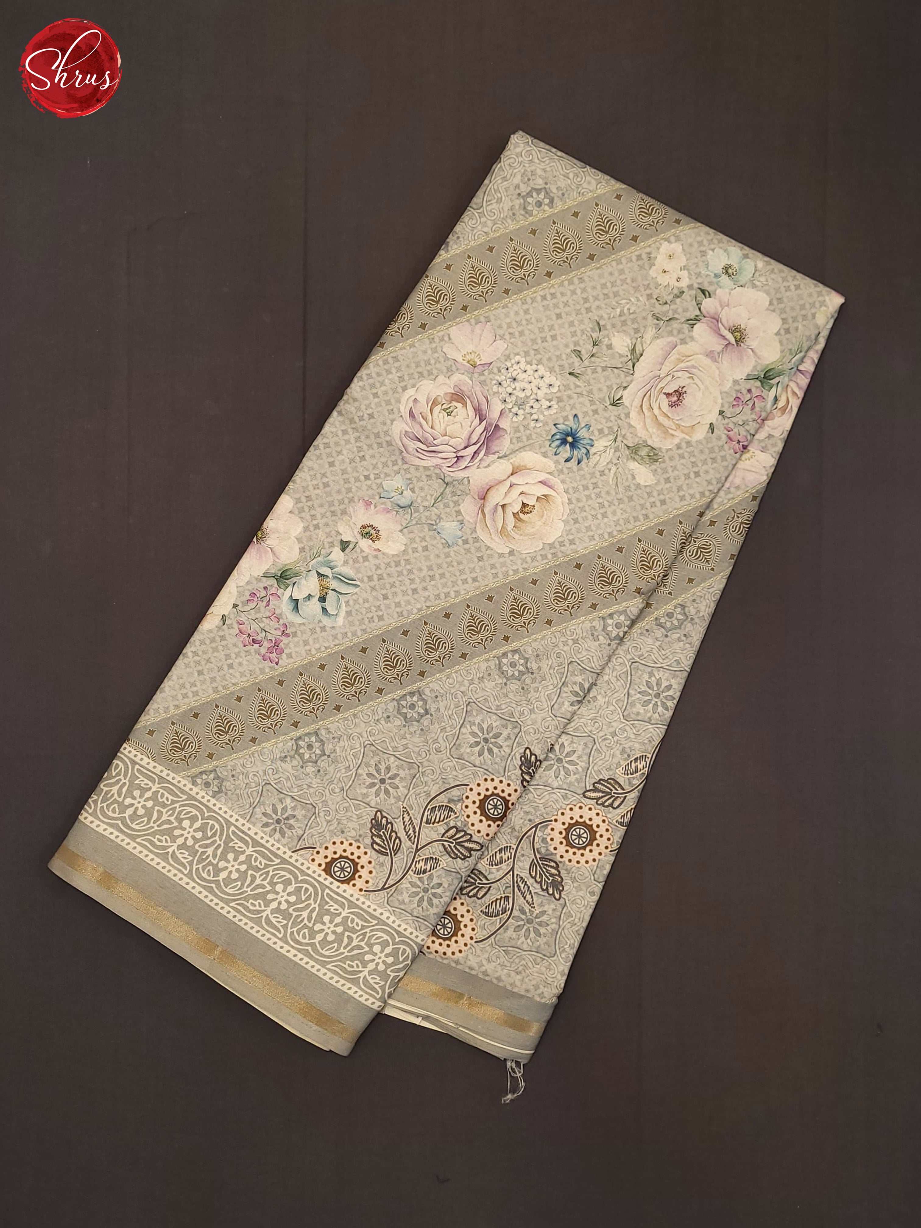 Grey(Single Tone)- Semi Tussar Saree - Shop on ShrusEternity.com
