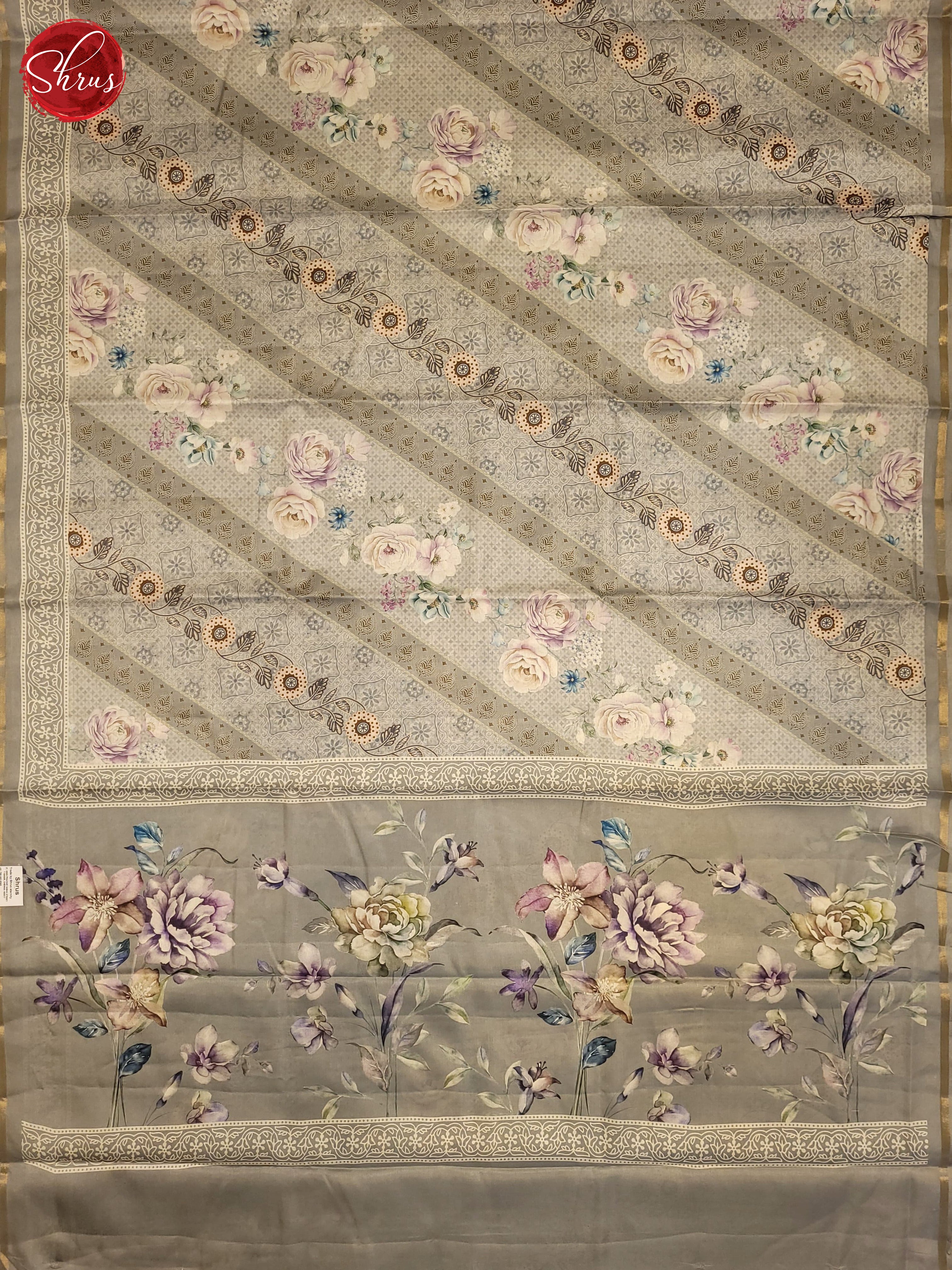 Grey(Single Tone)- Semi Tussar Saree - Shop on ShrusEternity.com