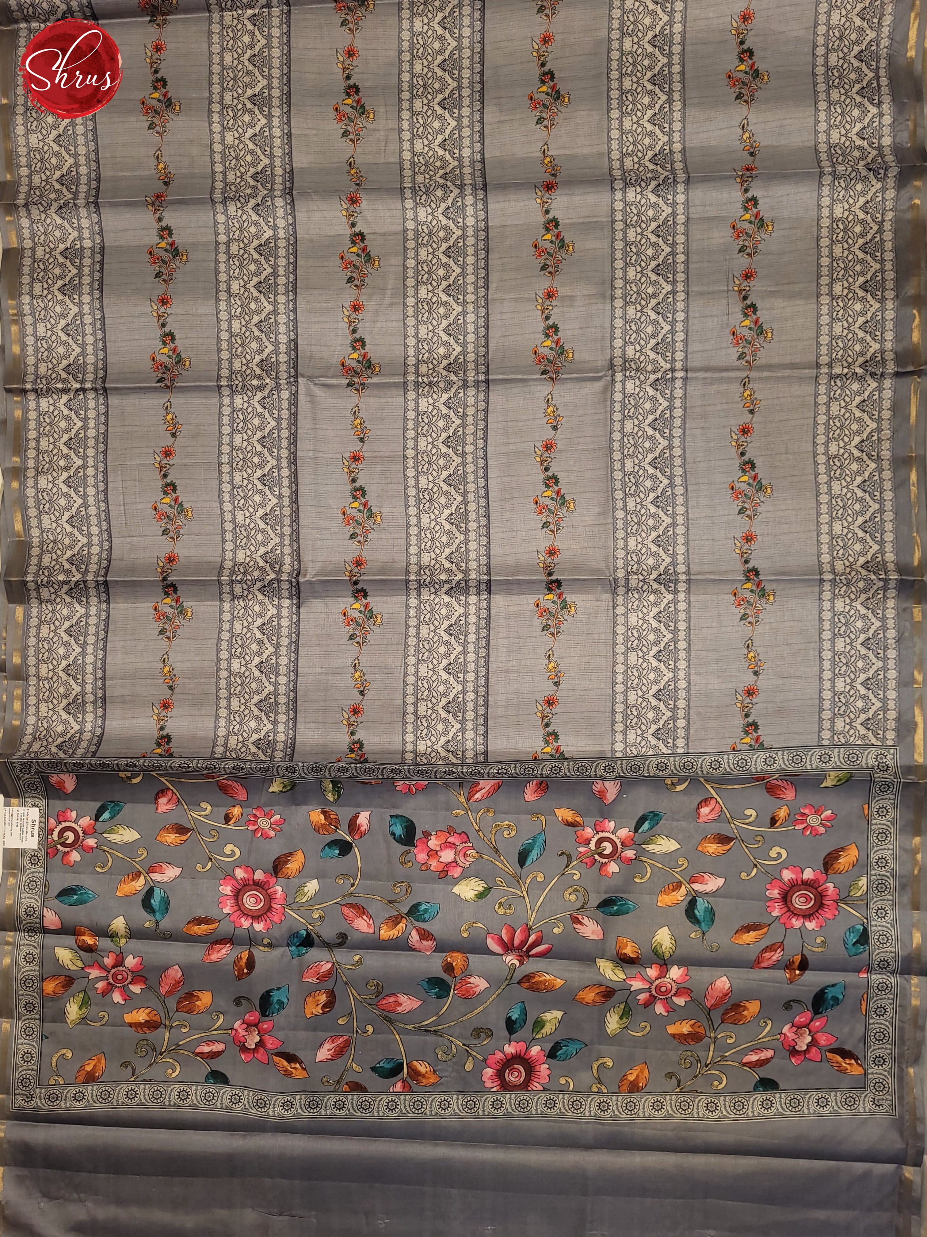 GreyGrey(Single Tone)- Semi Tussar Saree - Shop on ShrusEternity.com