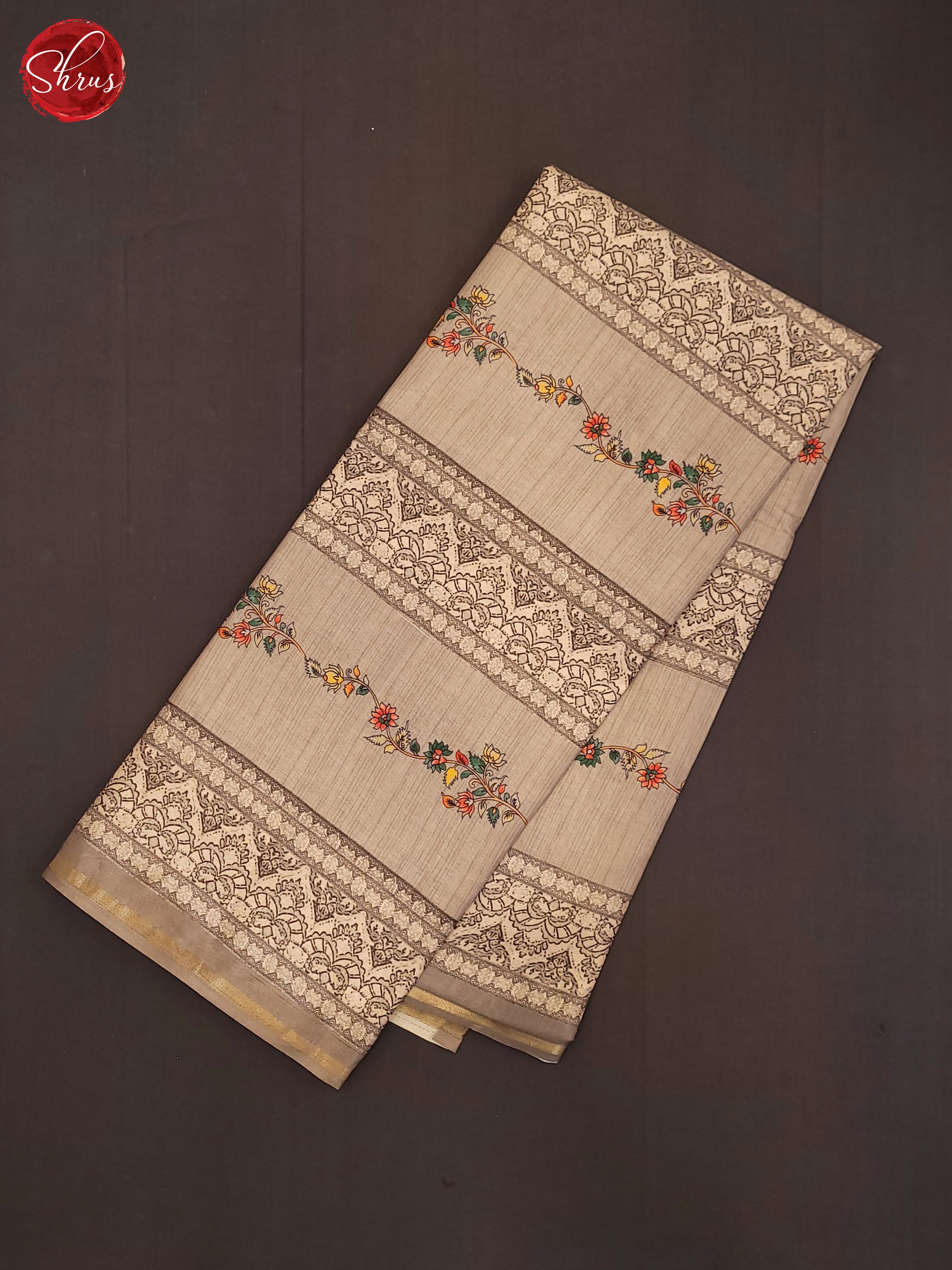 Grey(Single Tone)- Semi Tusar Saree - Shop on ShrusEternity.com