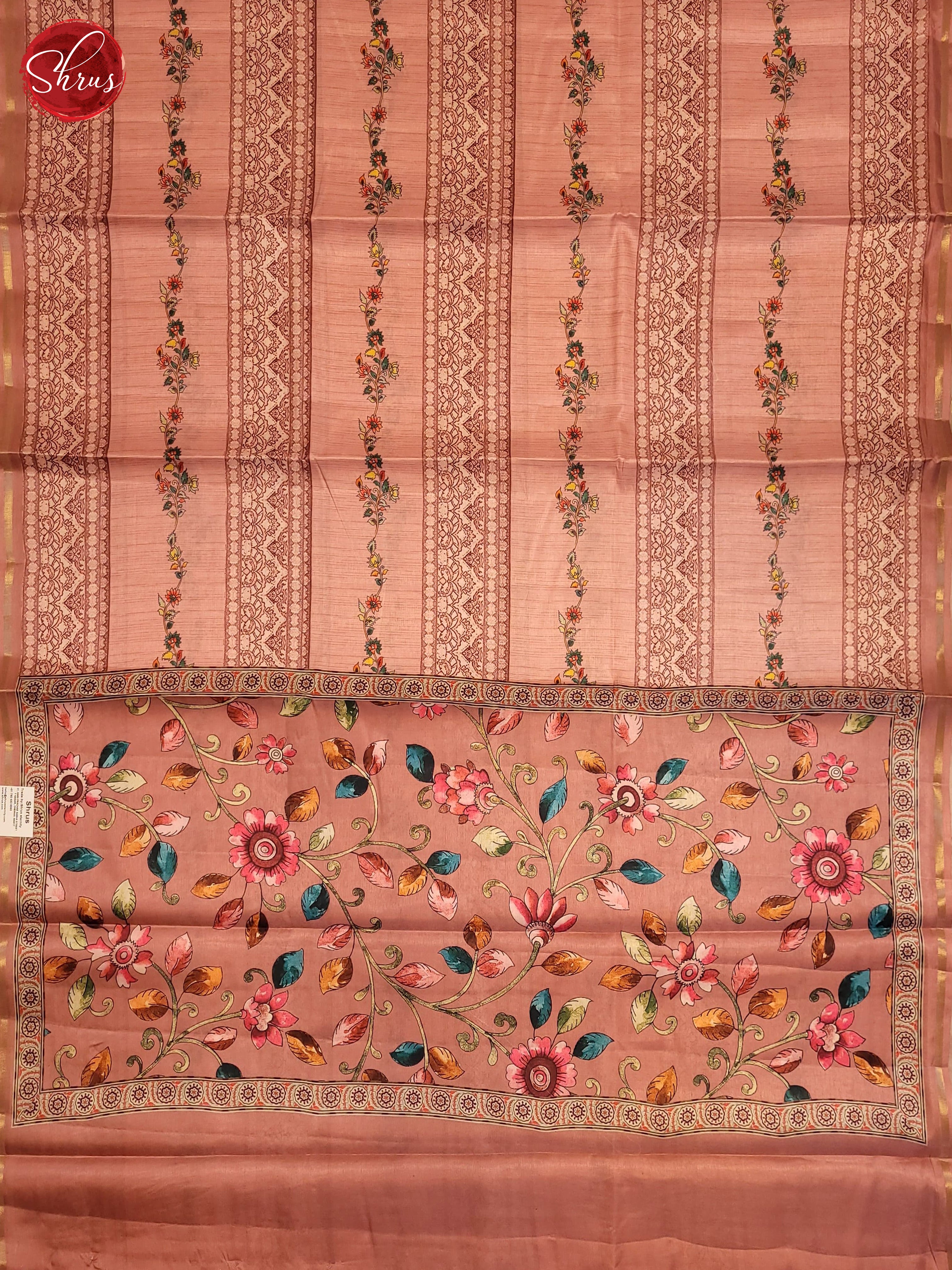 Peachish pink(Single tone)- Semi Tussar saree - Shop on ShrusEternity.com