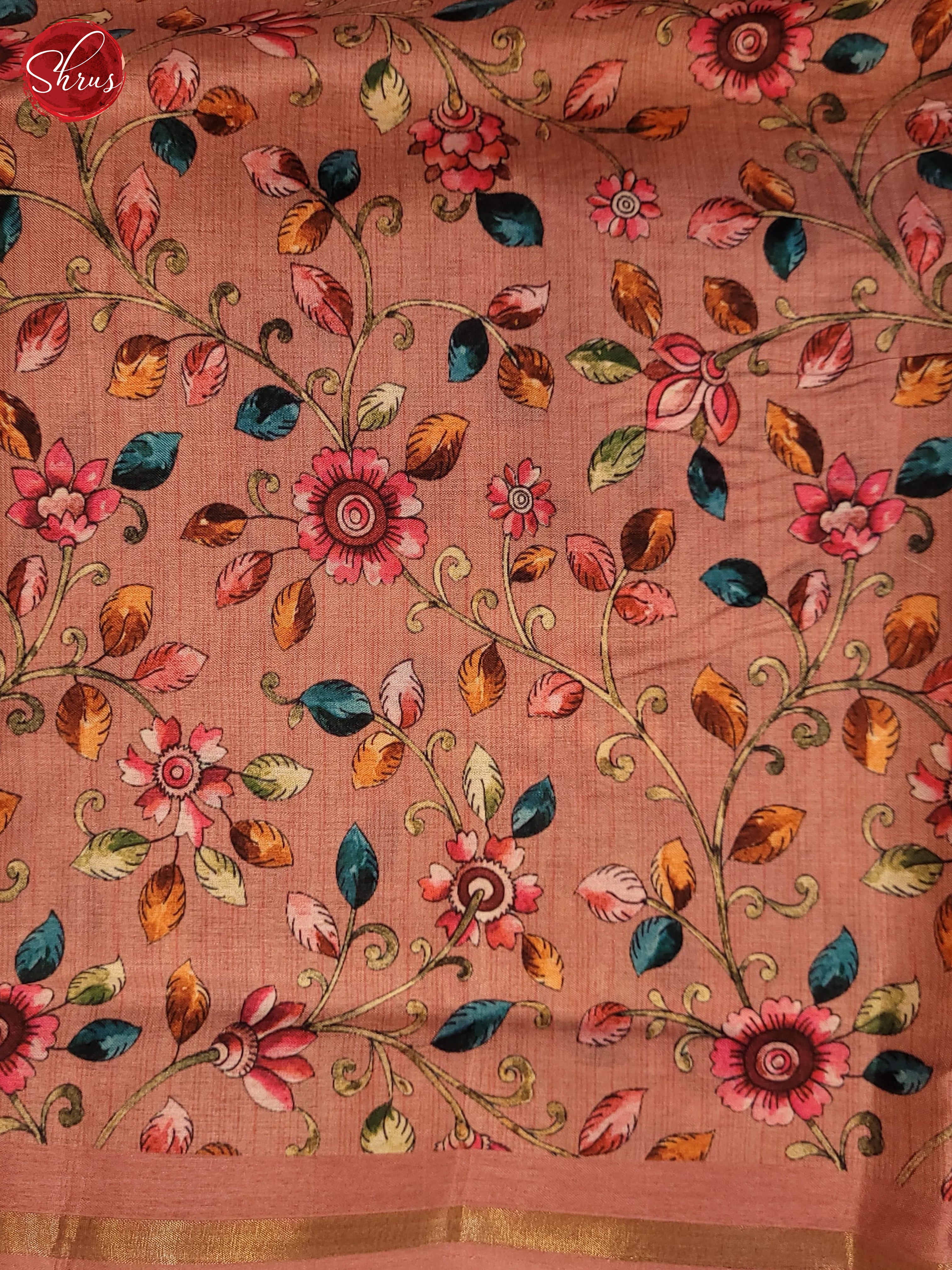 Peachish pink(Single tone)- Semi Tussar saree - Shop on ShrusEternity.com