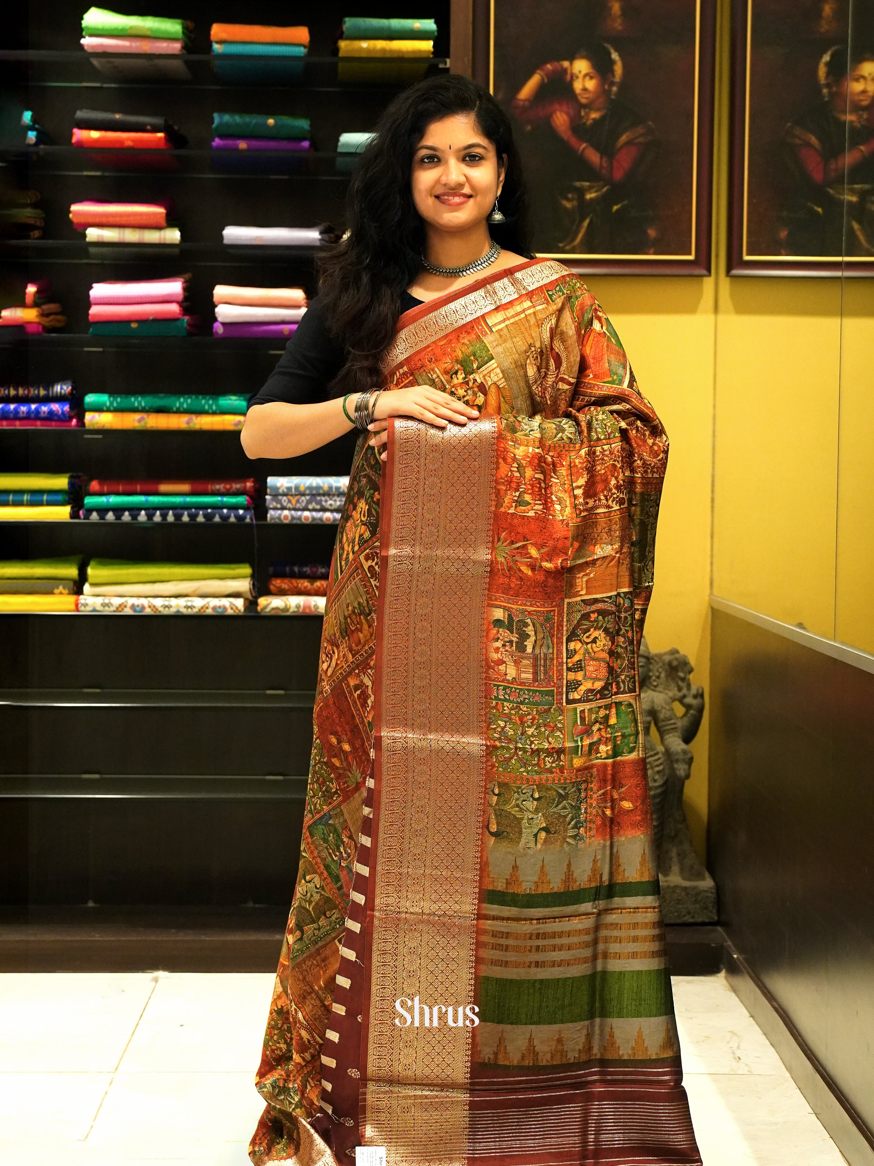 Arakku Maroon(Single Tone)-Semi Crepe Saree - Shop on ShrusEternity.com