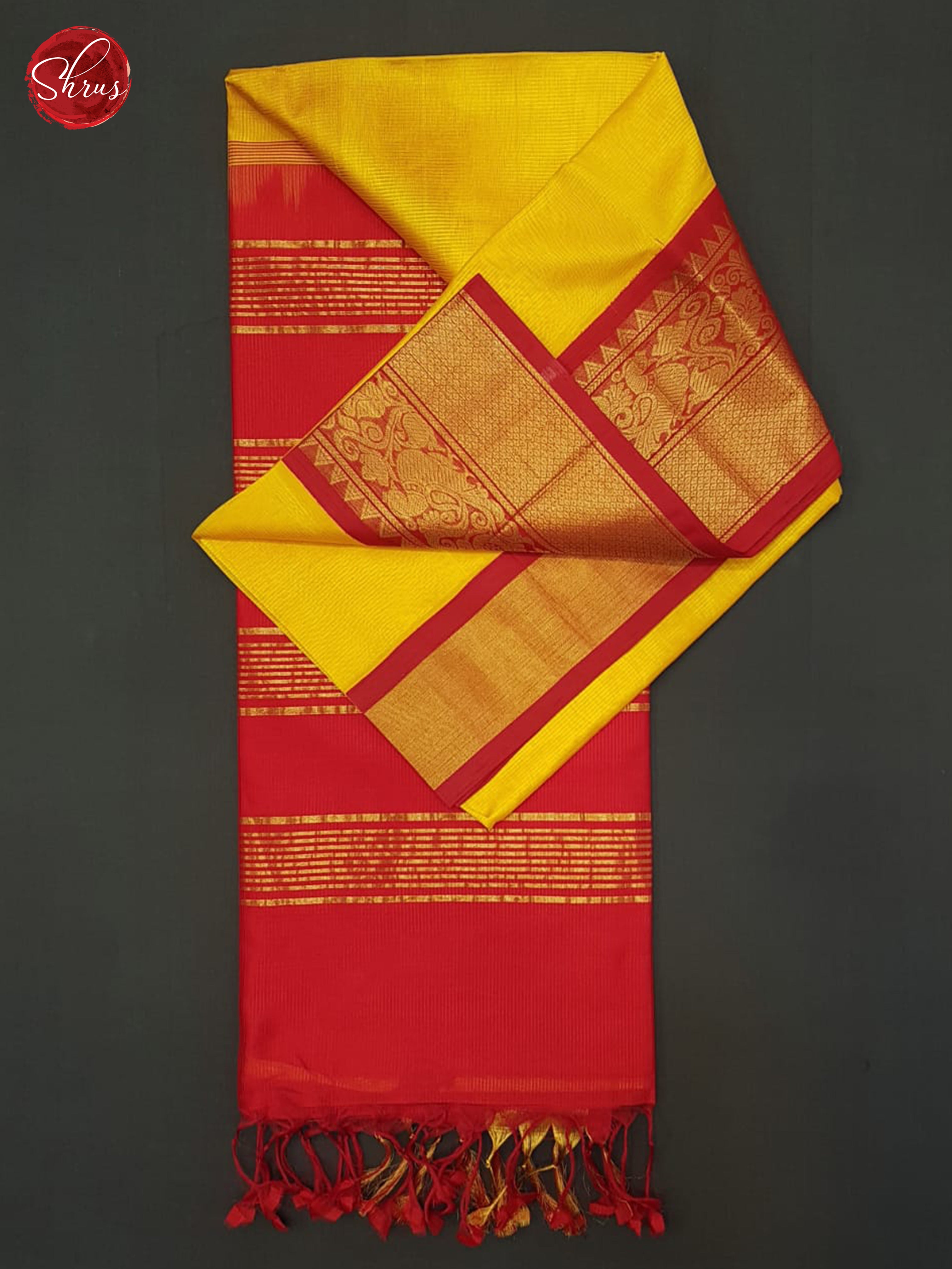 Yellow And Red- Silk Cotton Saree - Shop on ShrusEternity.com