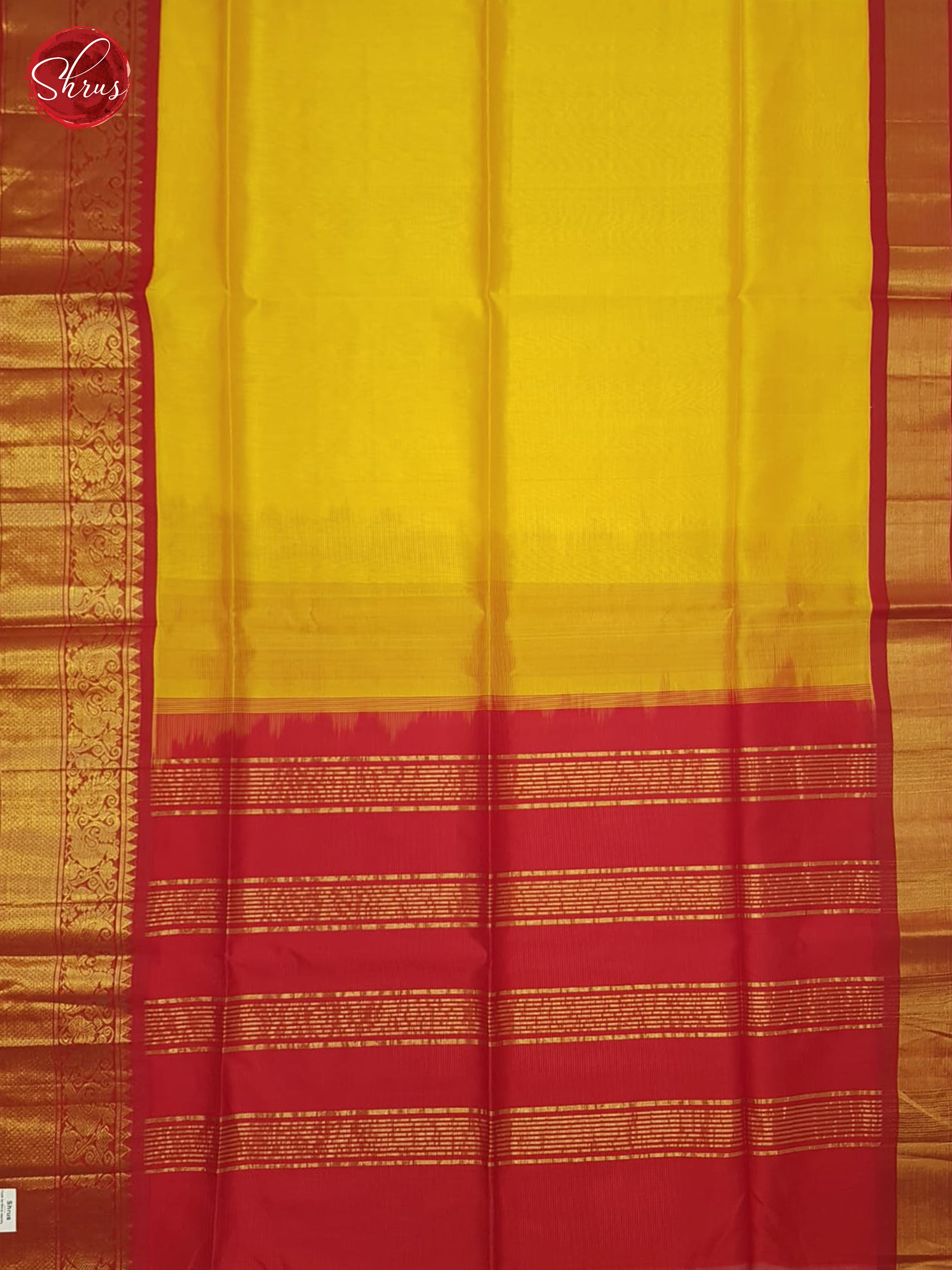 Yellow And Red- Silk Cotton Saree - Shop on ShrusEternity.com