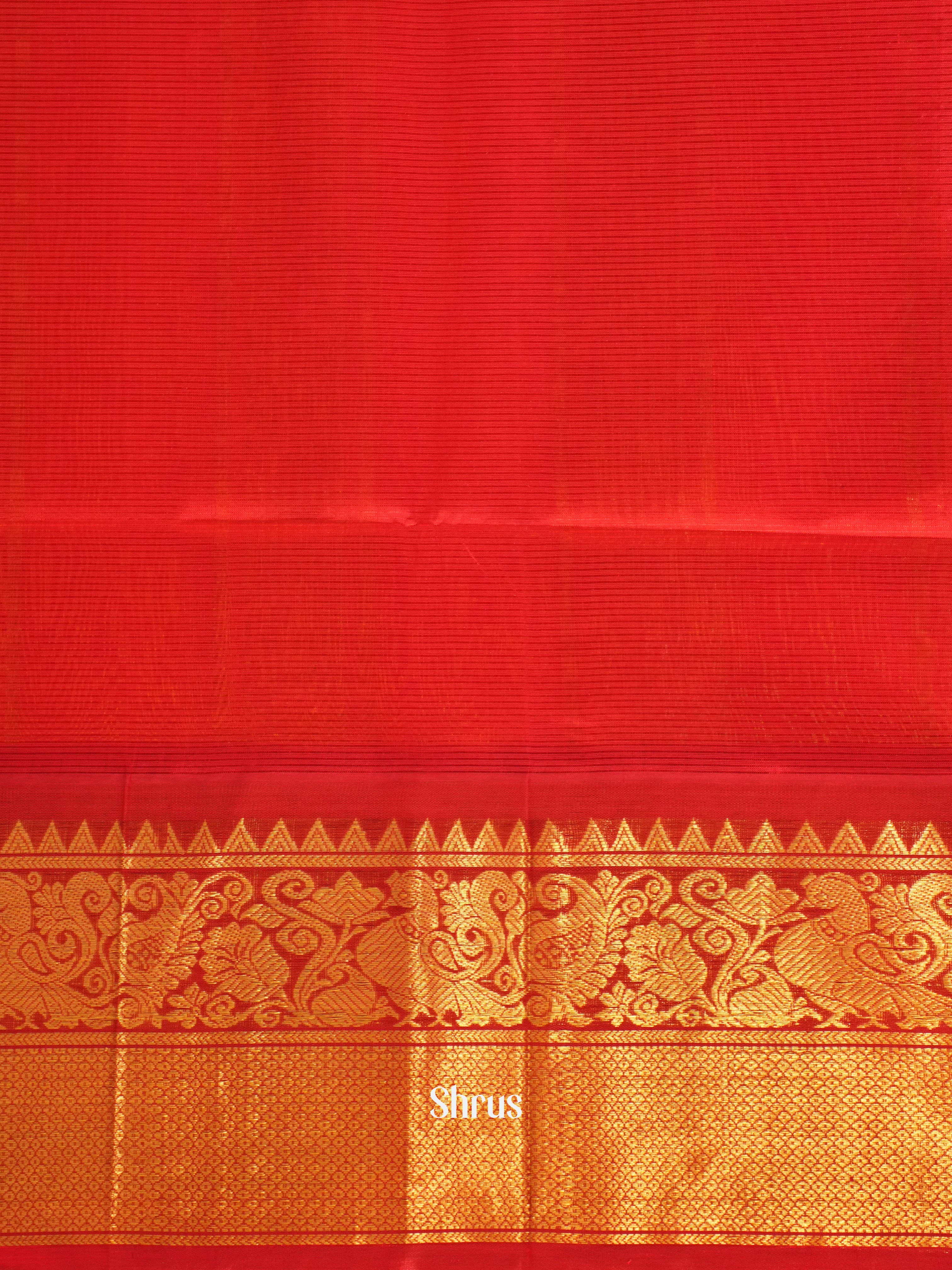 Yellow And Red- Silk Cotton Saree - Shop on ShrusEternity.com