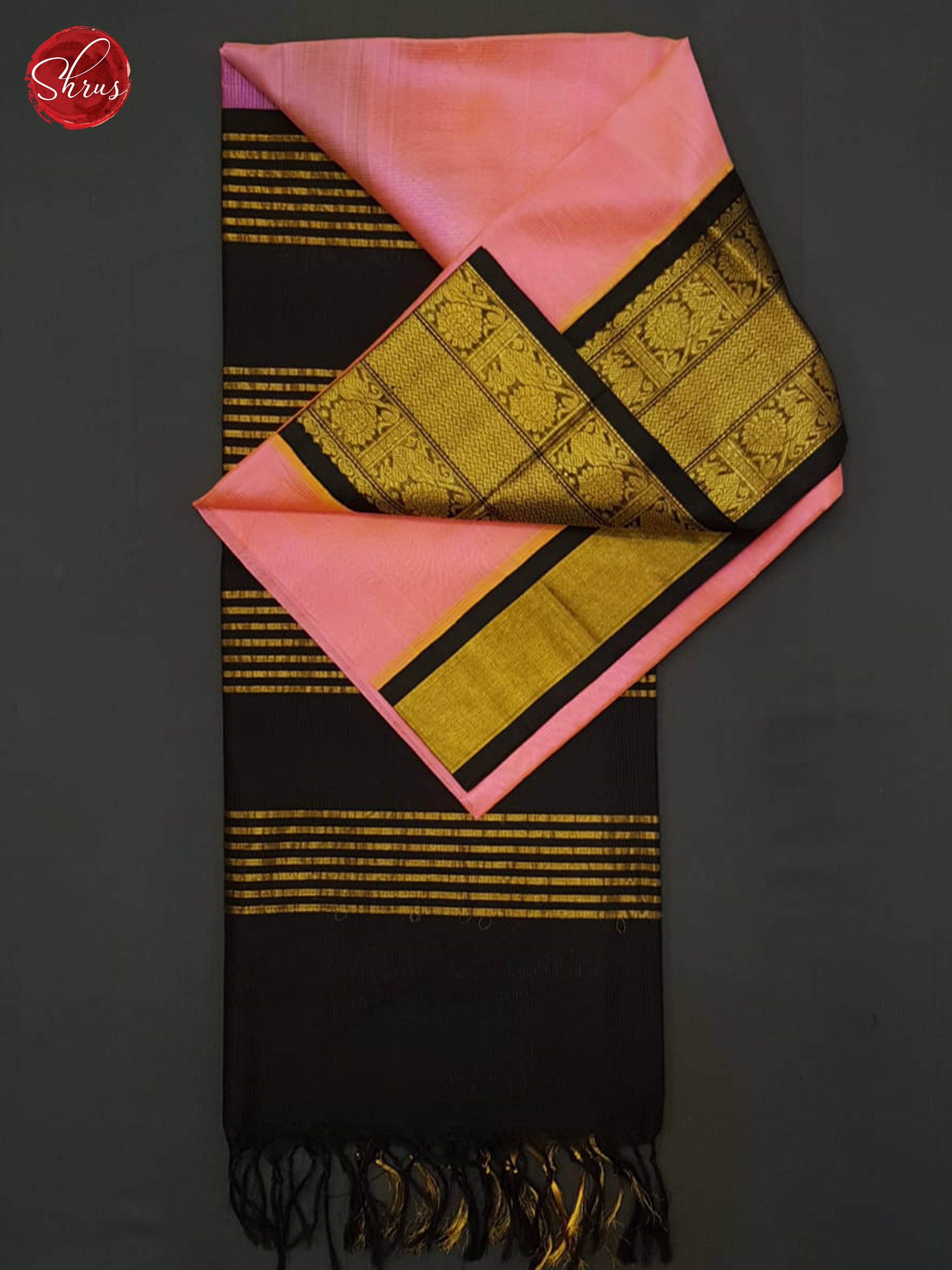 Pink And Black-Silk Cotton Saree - Shop on ShrusEternity.com