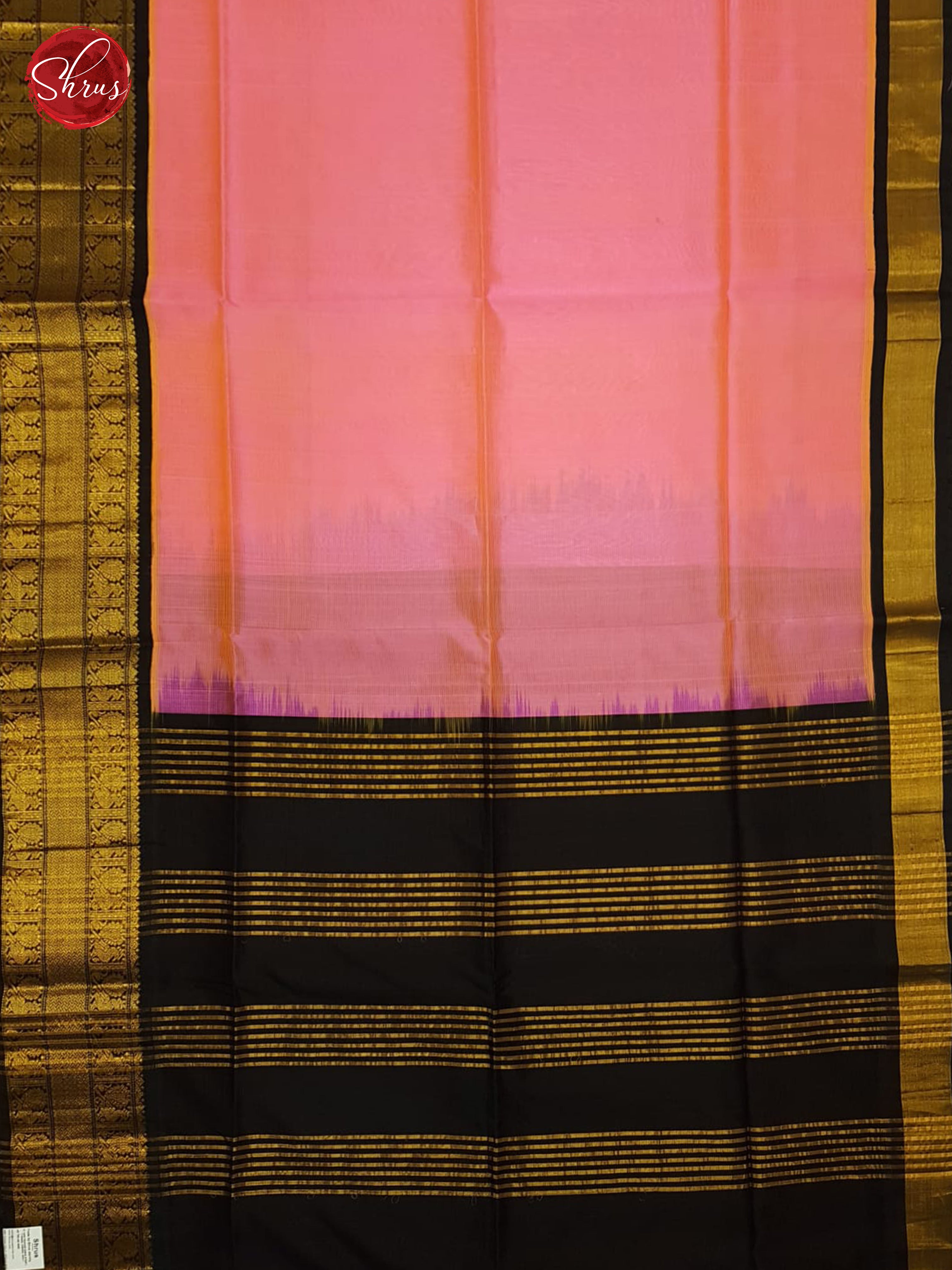 Pink And Black-Silk Cotton Saree - Shop on ShrusEternity.com