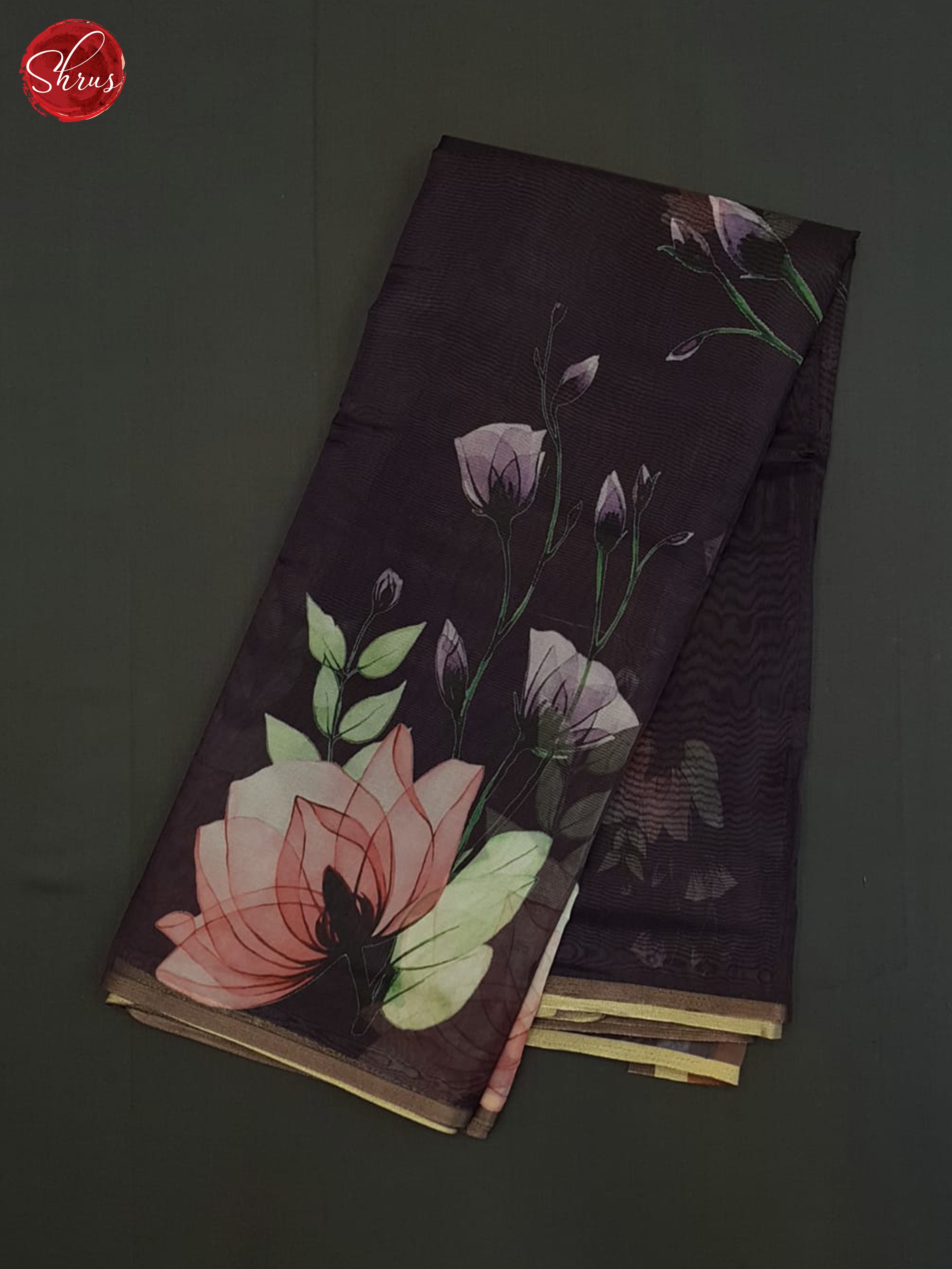 Jamun Fruit(single tone)-Semi Organza Saree - Shop on ShrusEternity.com