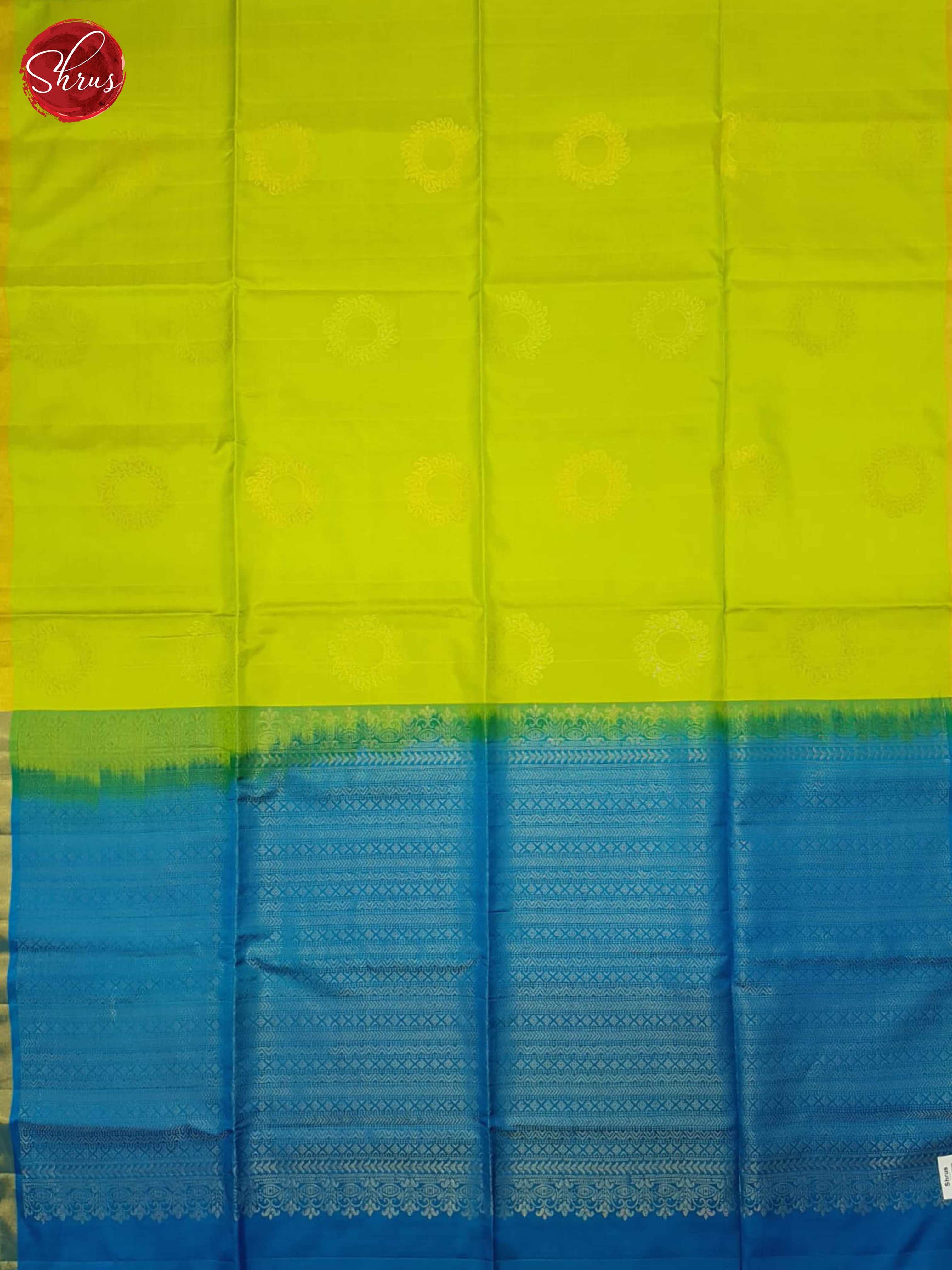 Lime Green & Blue - Soft Silk Saree - Shop on ShrusEternity.com