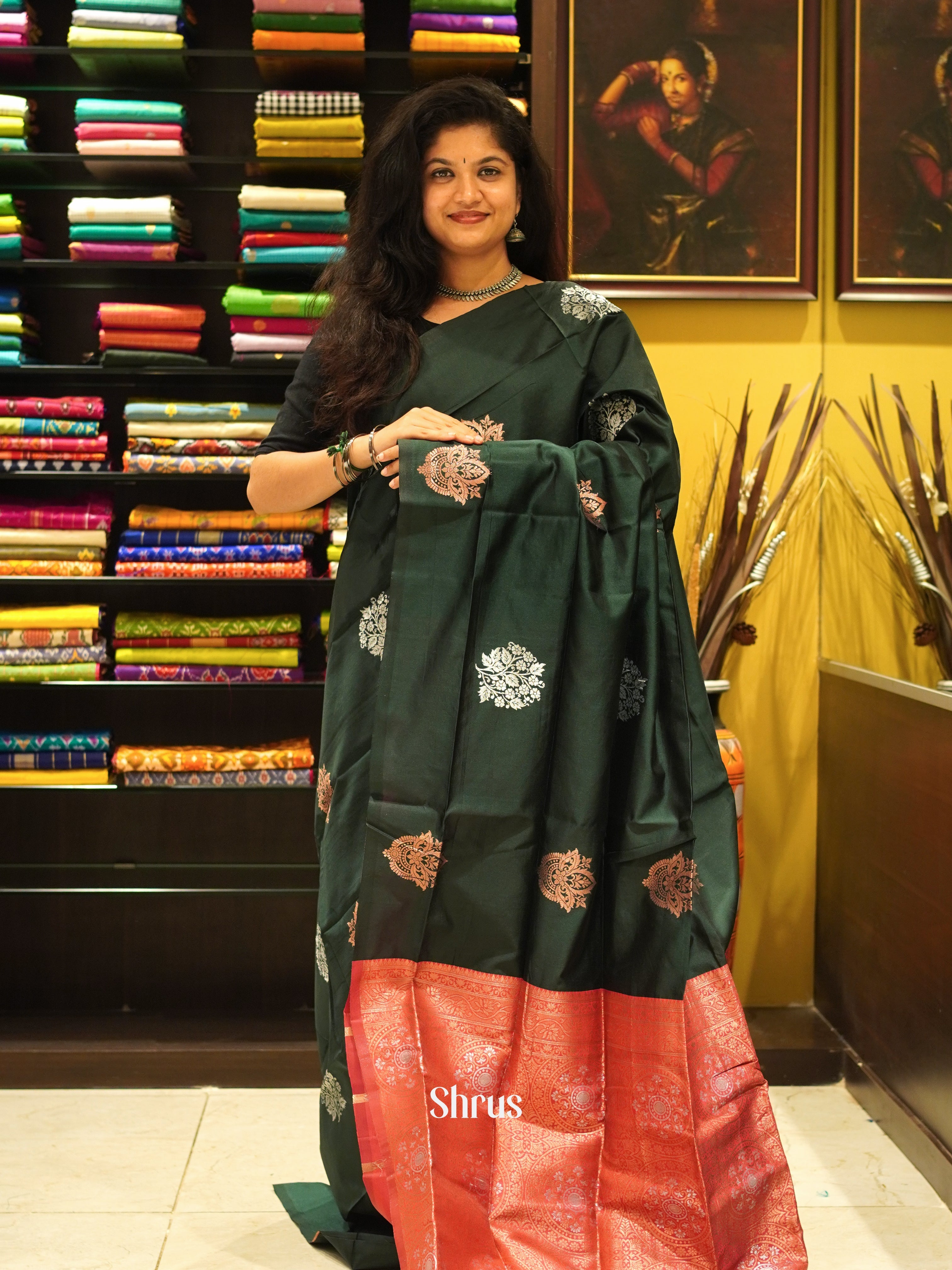 Green And Pink-Semi soft Silk saree - Shop on ShrusEternity.com