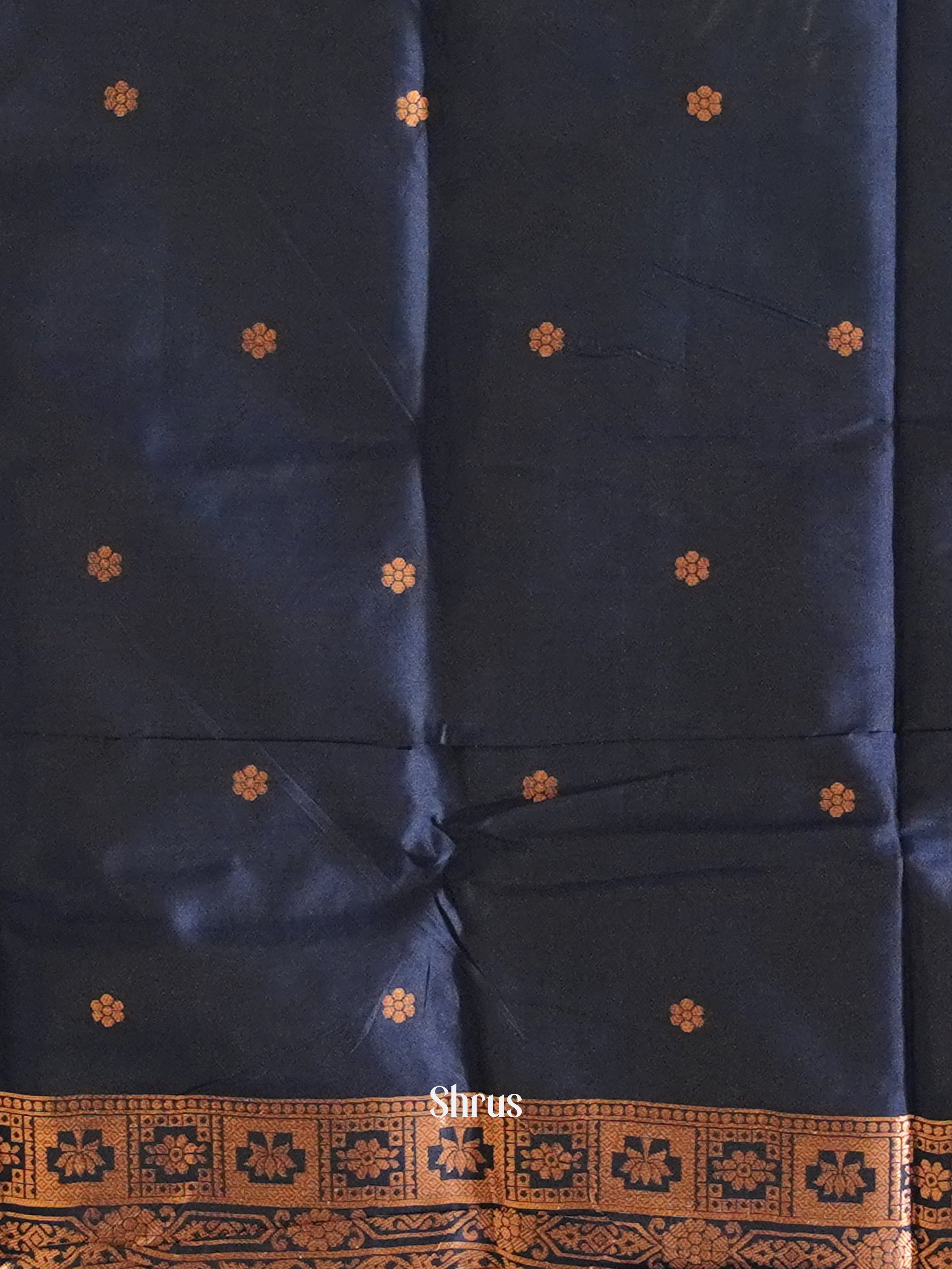 Peacock Neck And Blue- Semi soft silk saree - Shop on ShrusEternity.com
