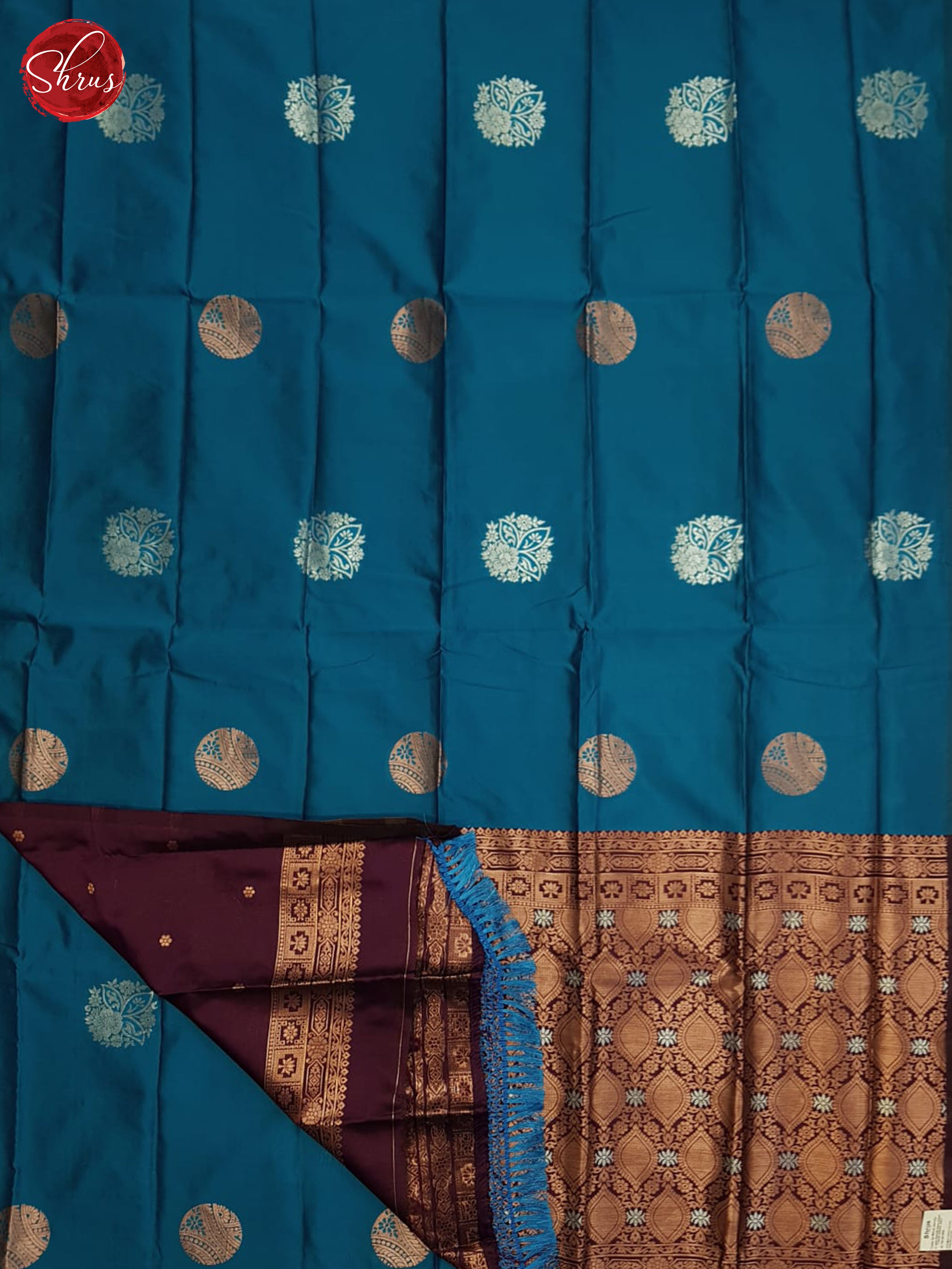 Blue And Wine-Semi soft silk saree - Shop on ShrusEternity.com