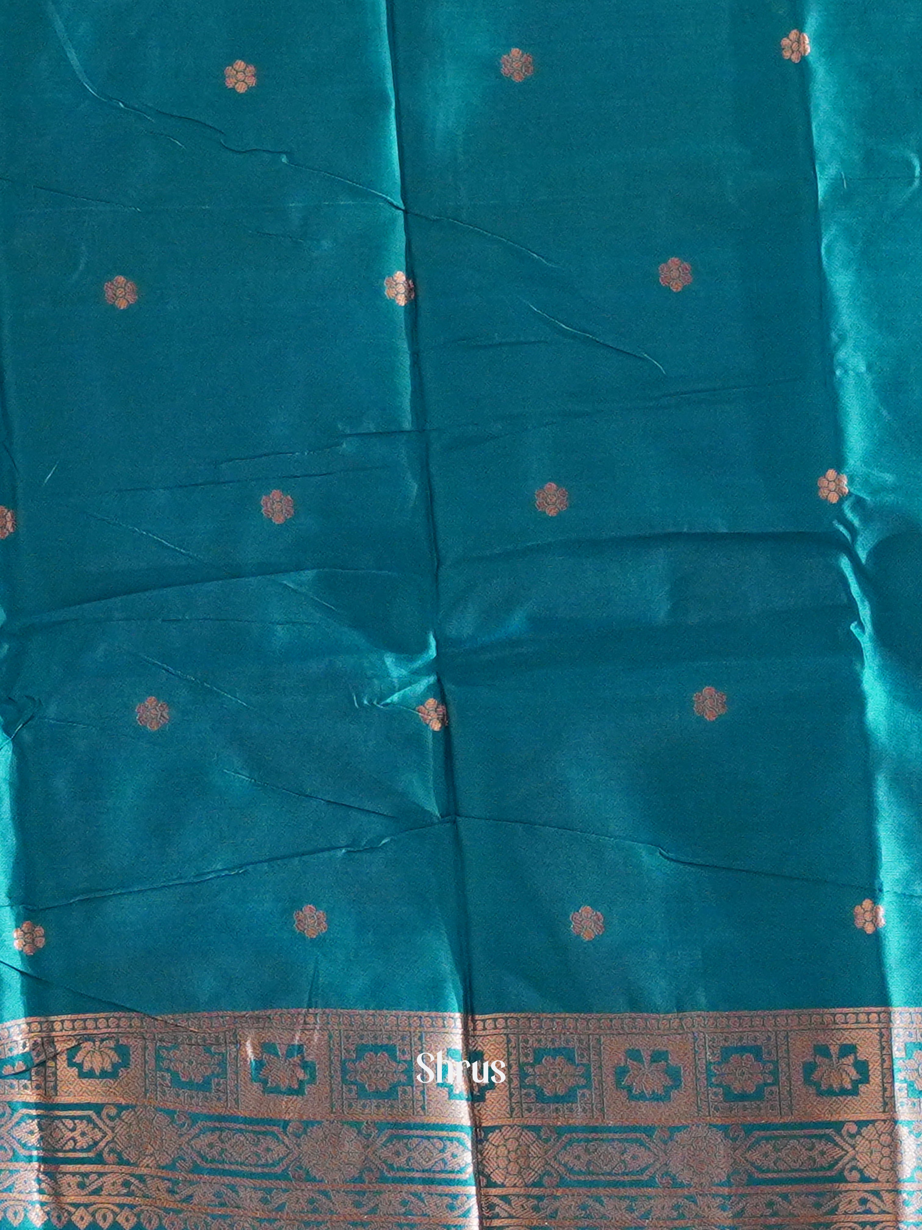 Green And Blue-Semi soft silk saree - Shop on ShrusEternity.com