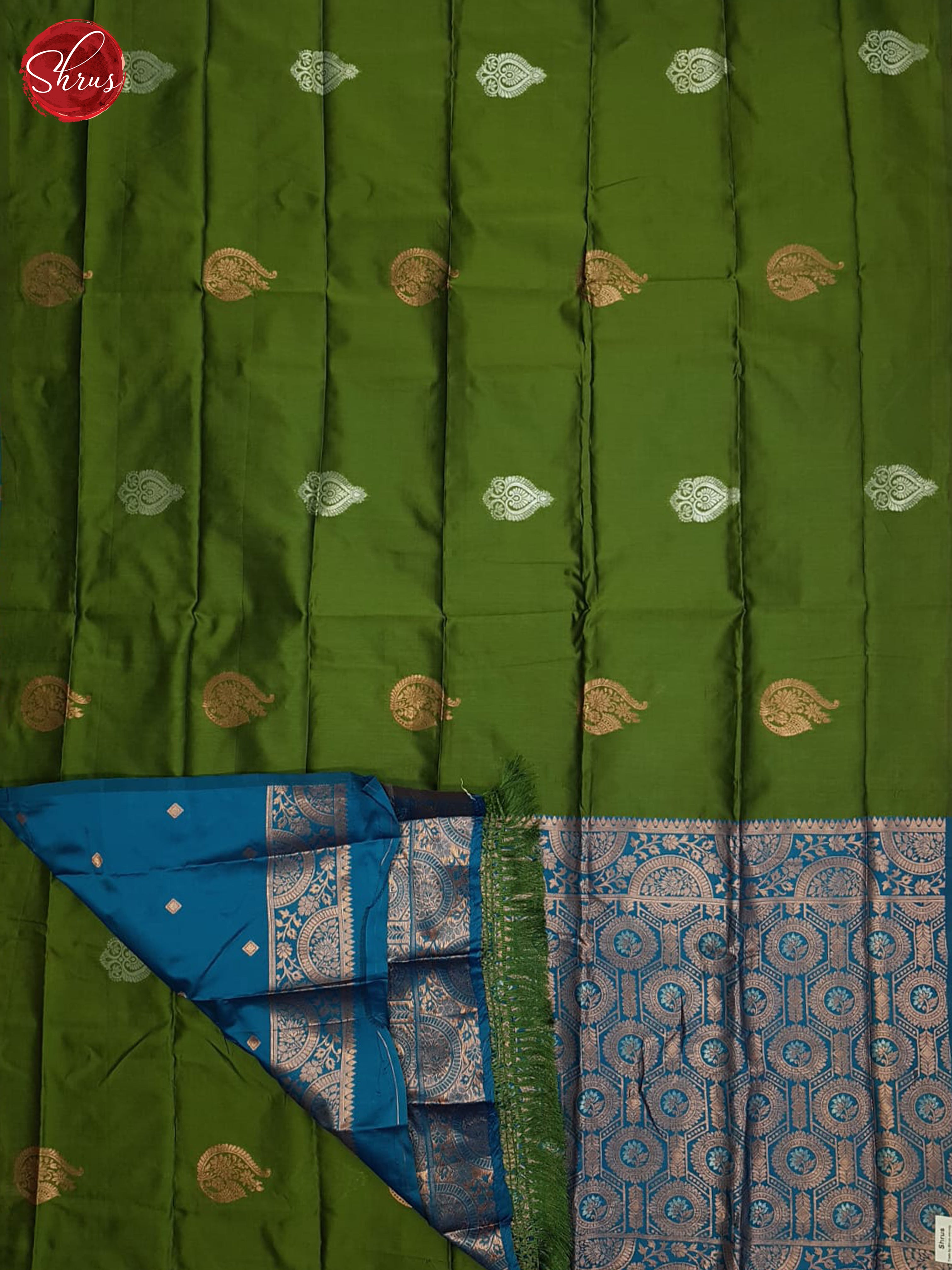 Green And Blue-semi soft silk saree - Shop on ShrusEternity.com