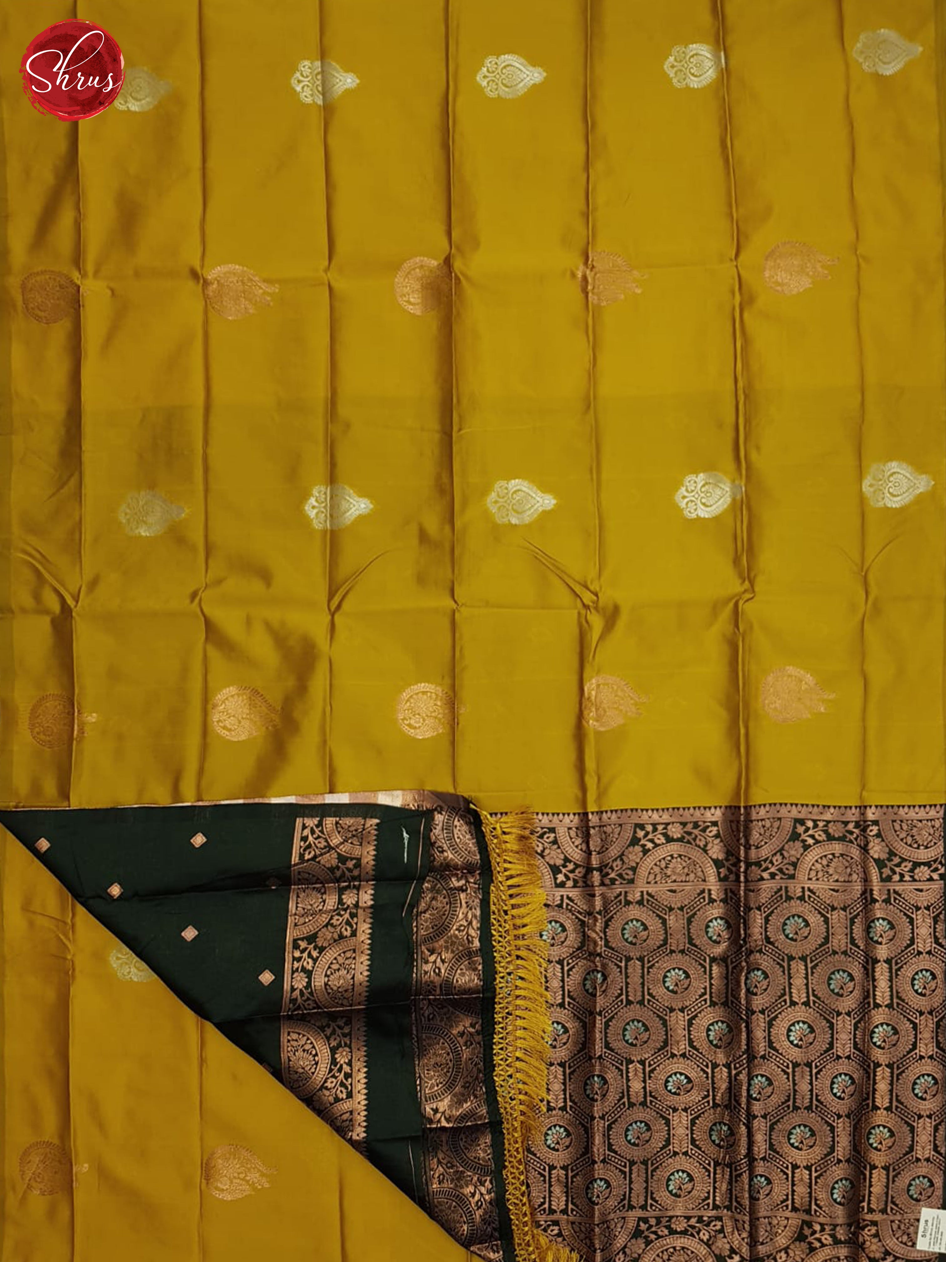 Mustard And Green-semi soft dilk saree - Shop on ShrusEternity.com