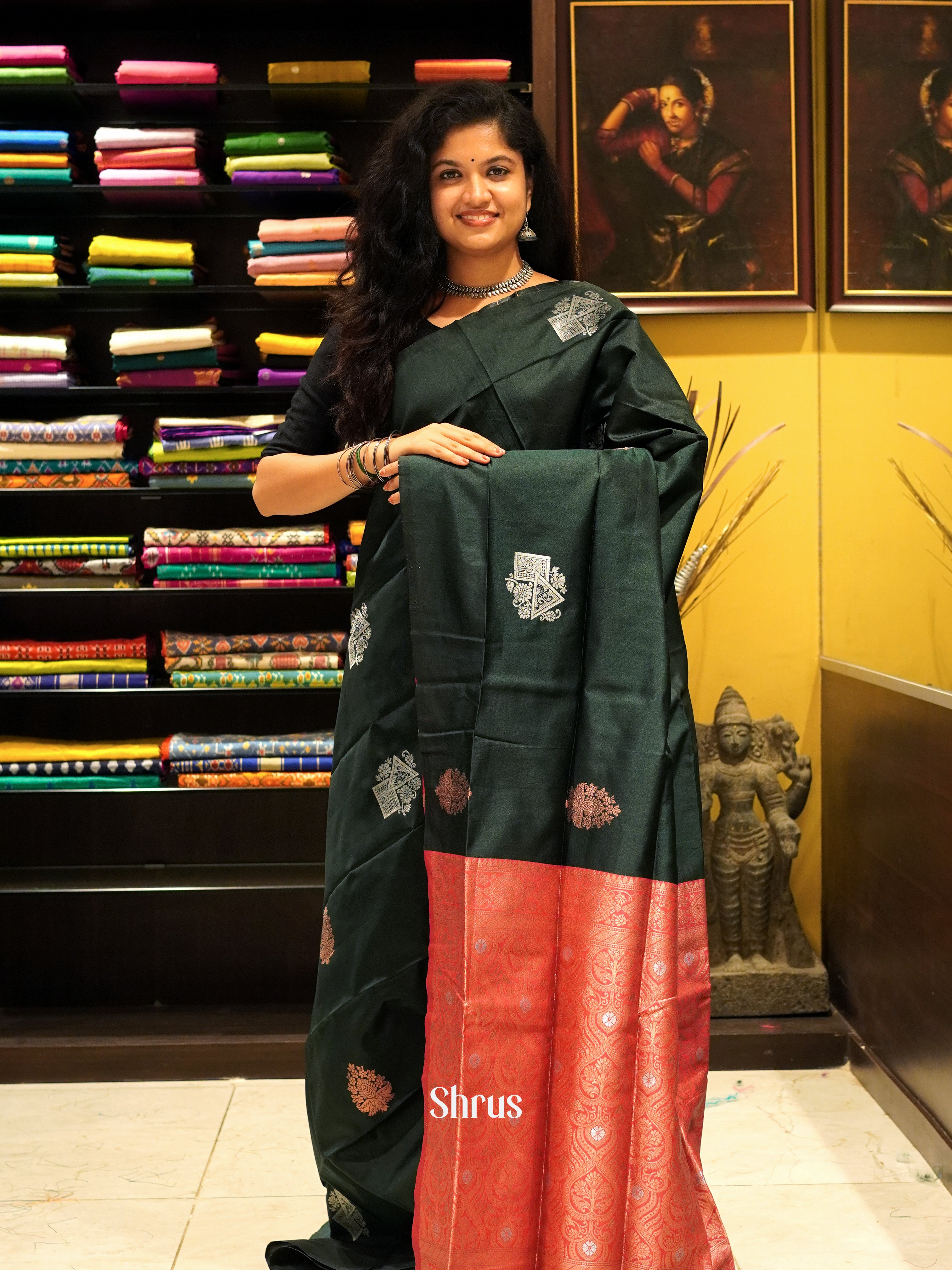 Green And Pink-Semi soft silk saree - Shop on ShrusEternity.com