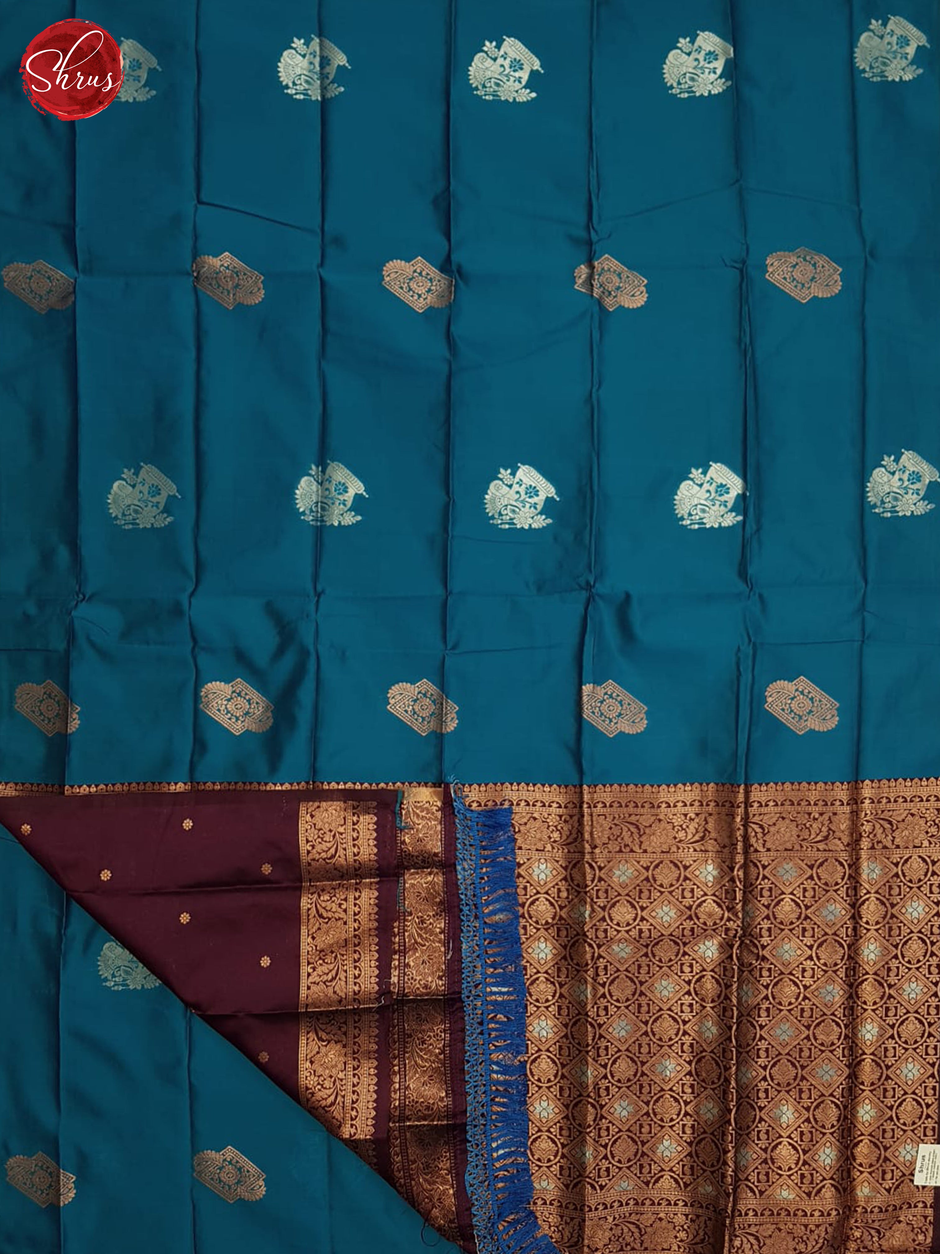 Blue And Wine-semi soft silk saree - Shop on ShrusEternity.com